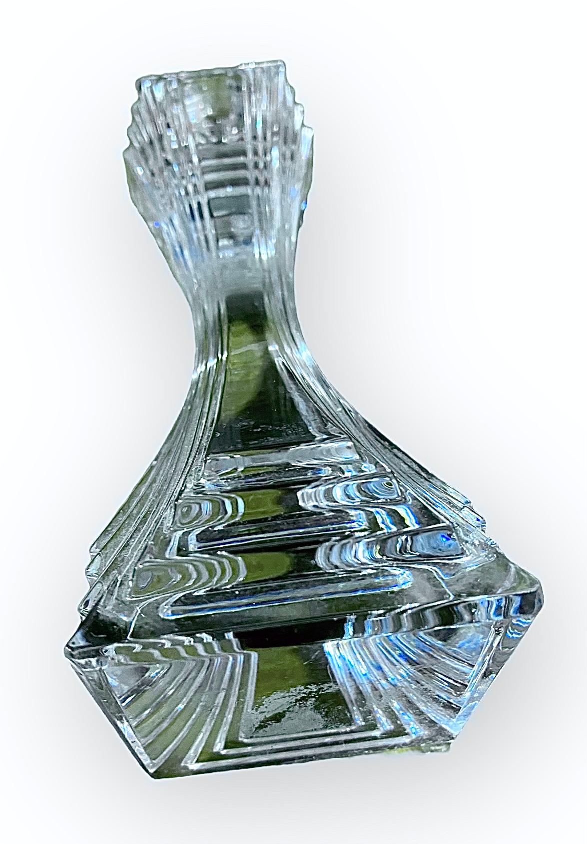 Pair Of High Style Art Deco Crystal Candlesticks 1