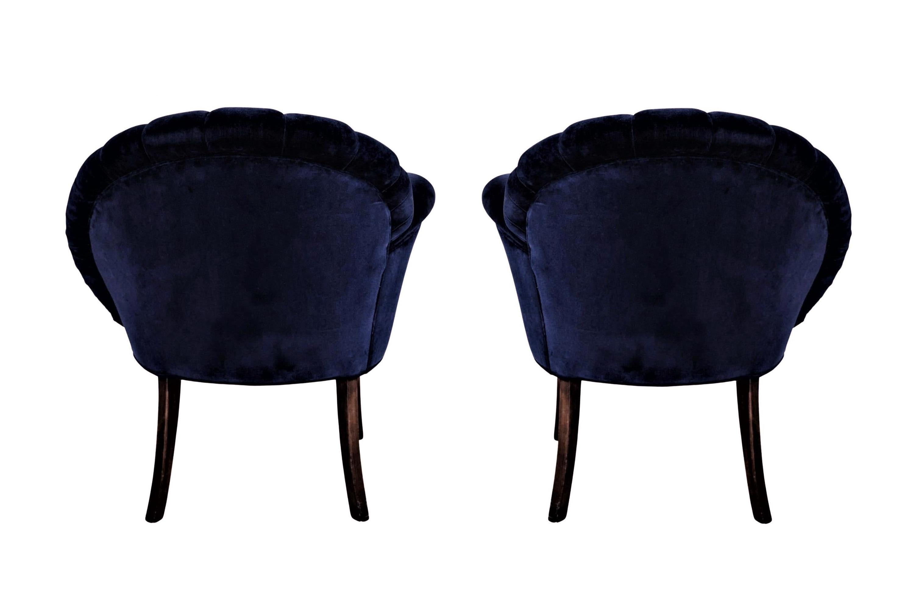 Paire de chaises d'appoint à dossier en éventail Art Déco de grand style en vente 2