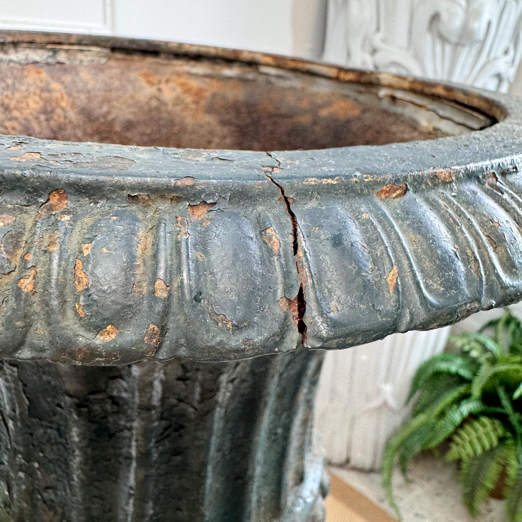 Pair of High Victorian Cast Iron Campana Urns on Plinths For Sale 7