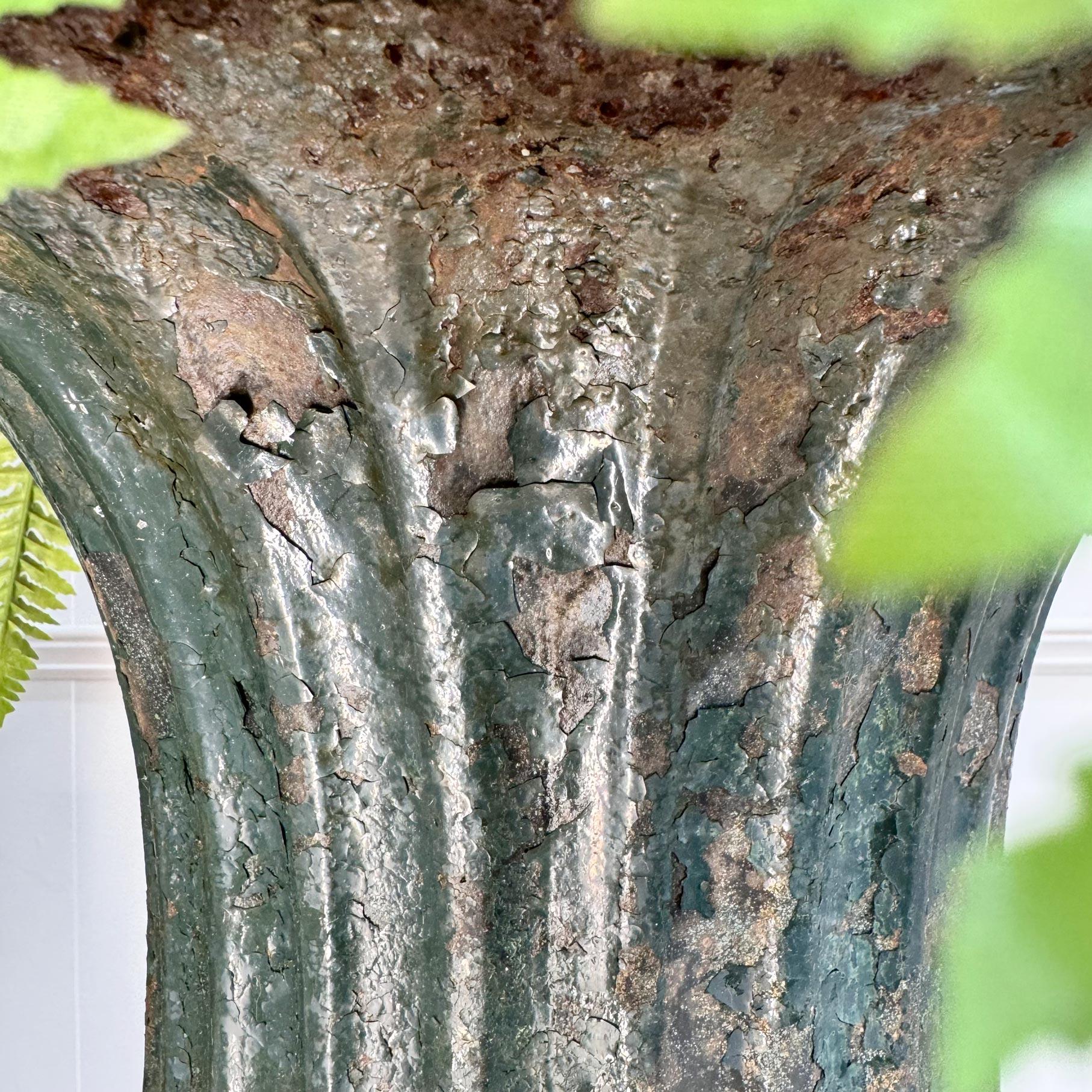 Pair of High Victorian Cast Iron Campana Urns on Plinths For Sale 2