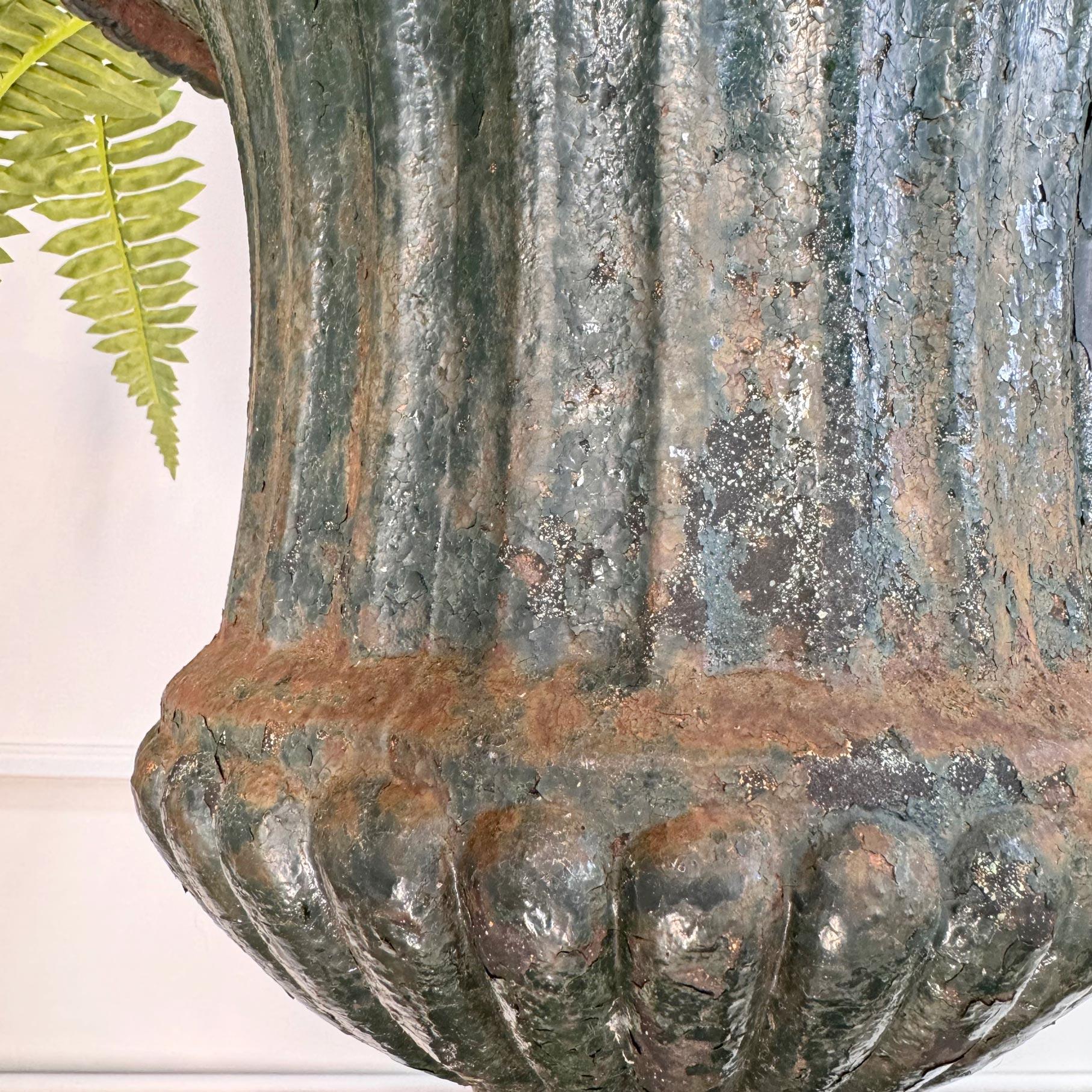 Pair of High Victorian Cast Iron Campana Urns on Plinths For Sale 3