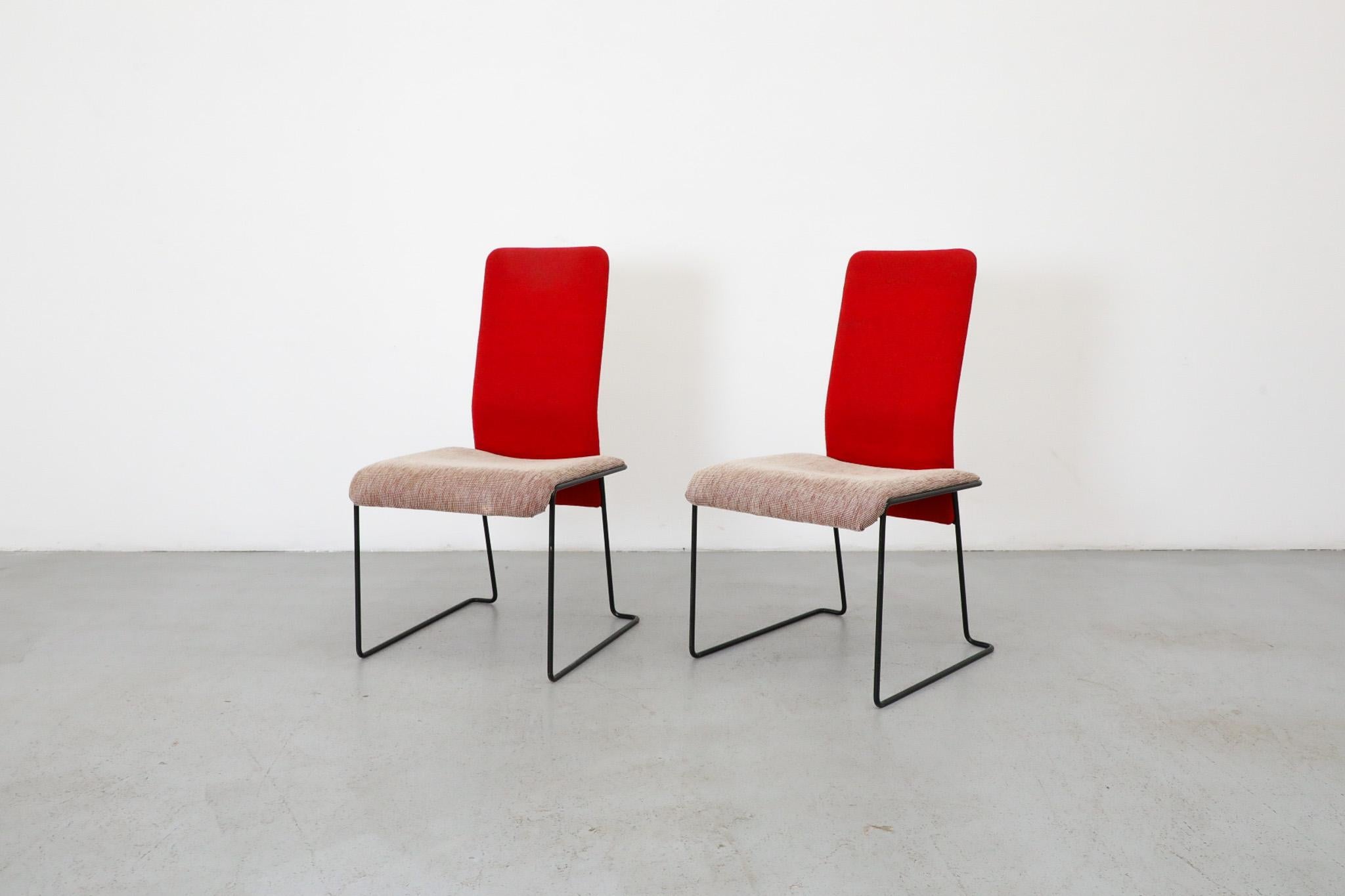 Néerlandais Paire de chaises à haut dossier par Walter Antonis pour Hennie de Jong, 1980 en vente