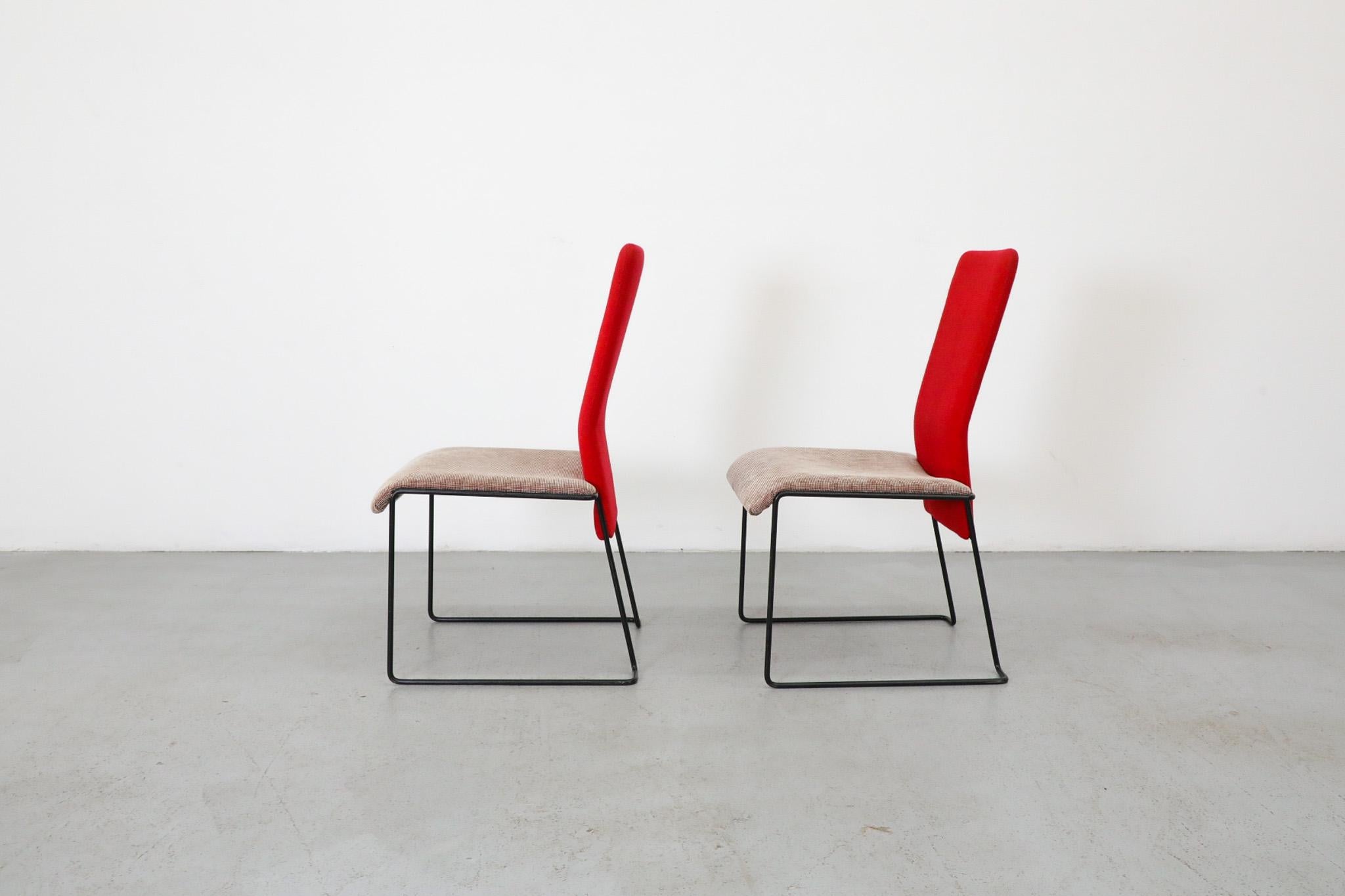 Émaillé Paire de chaises à haut dossier par Walter Antonis pour Hennie de Jong, 1980 en vente