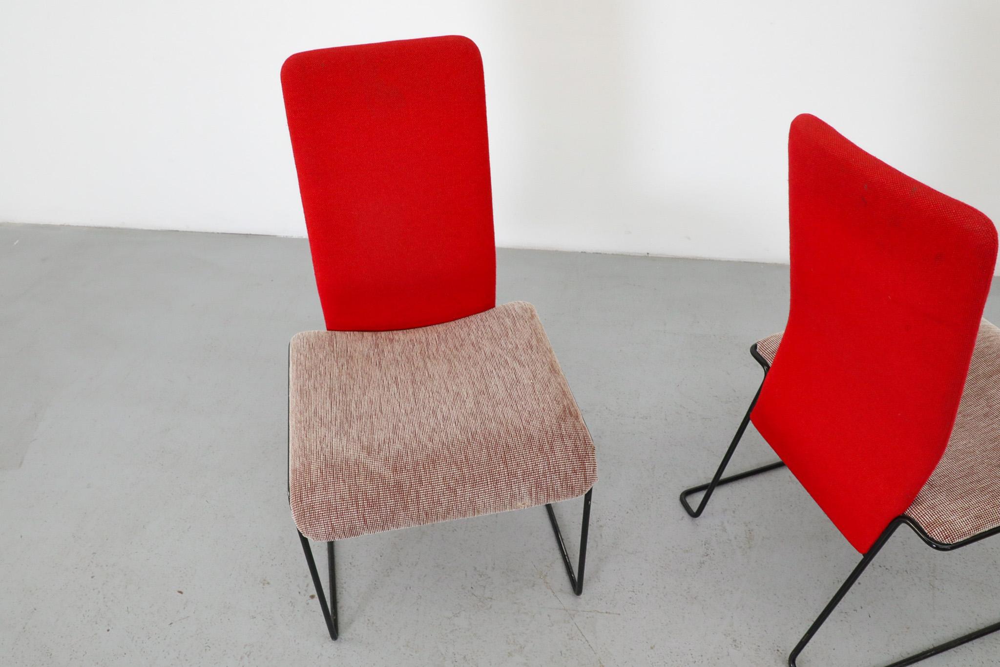 Tissu Paire de chaises à haut dossier par Walter Antonis pour Hennie de Jong, 1980 en vente