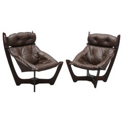 Pair of Highback "Luna" Lounge Chairs by Odd Knutsen