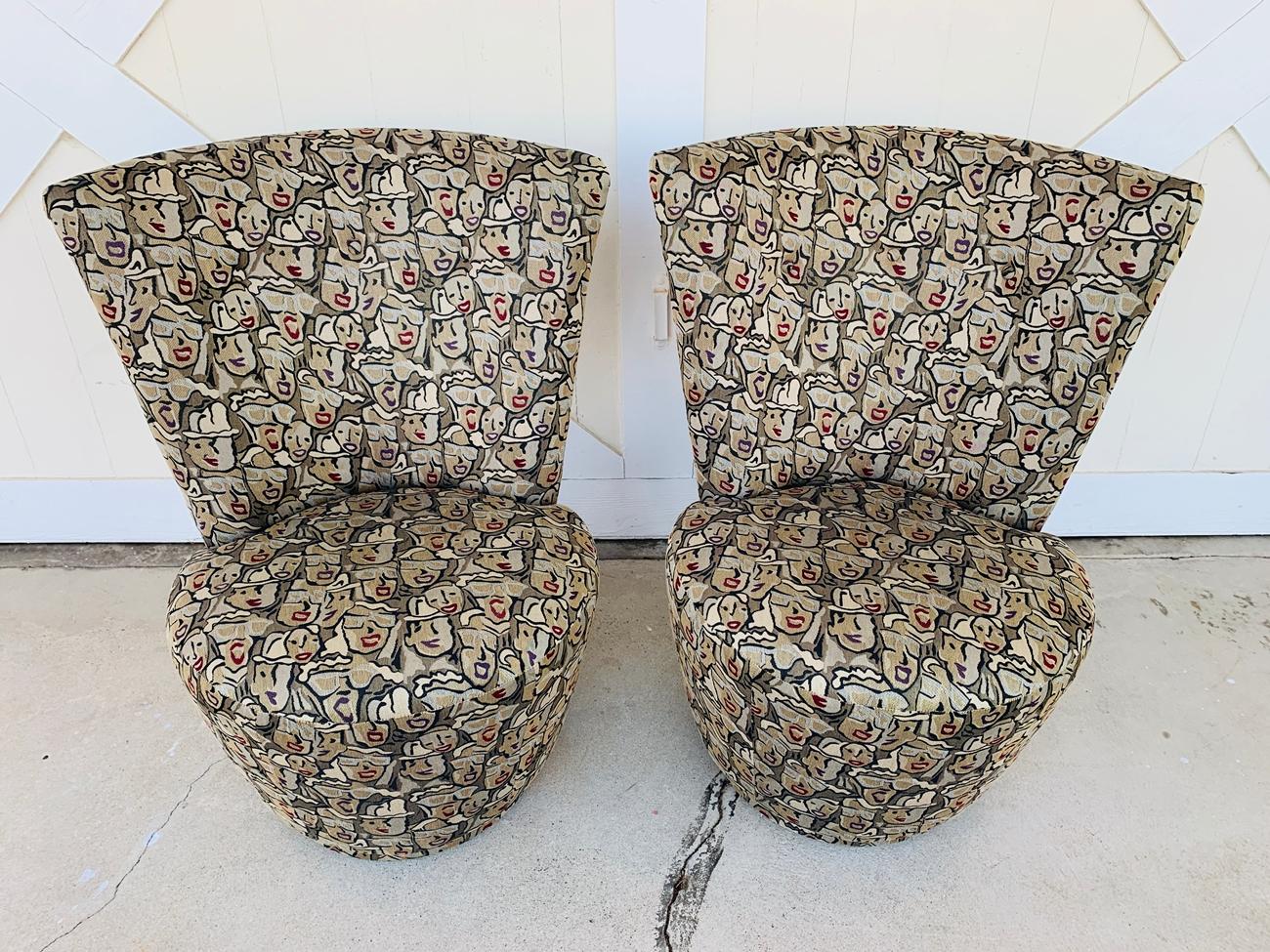 Pair of Highback Swivel Chairs by Carter Furniture 4