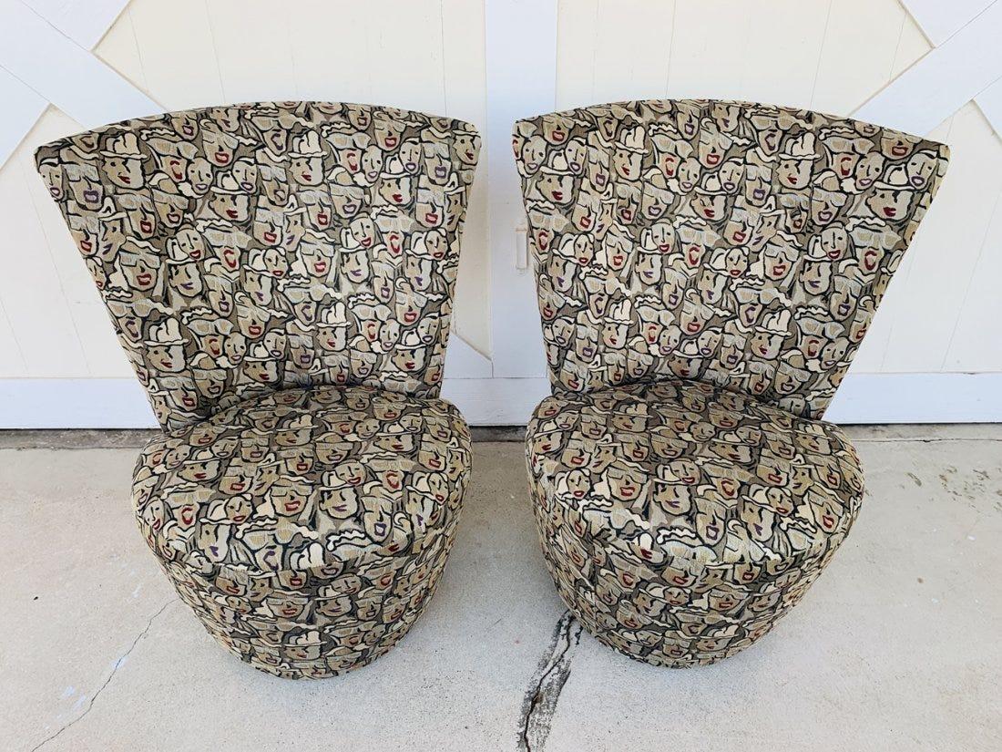 Mid-Century Modern Pair of Highback Swivel Chairs by Carter Furniture