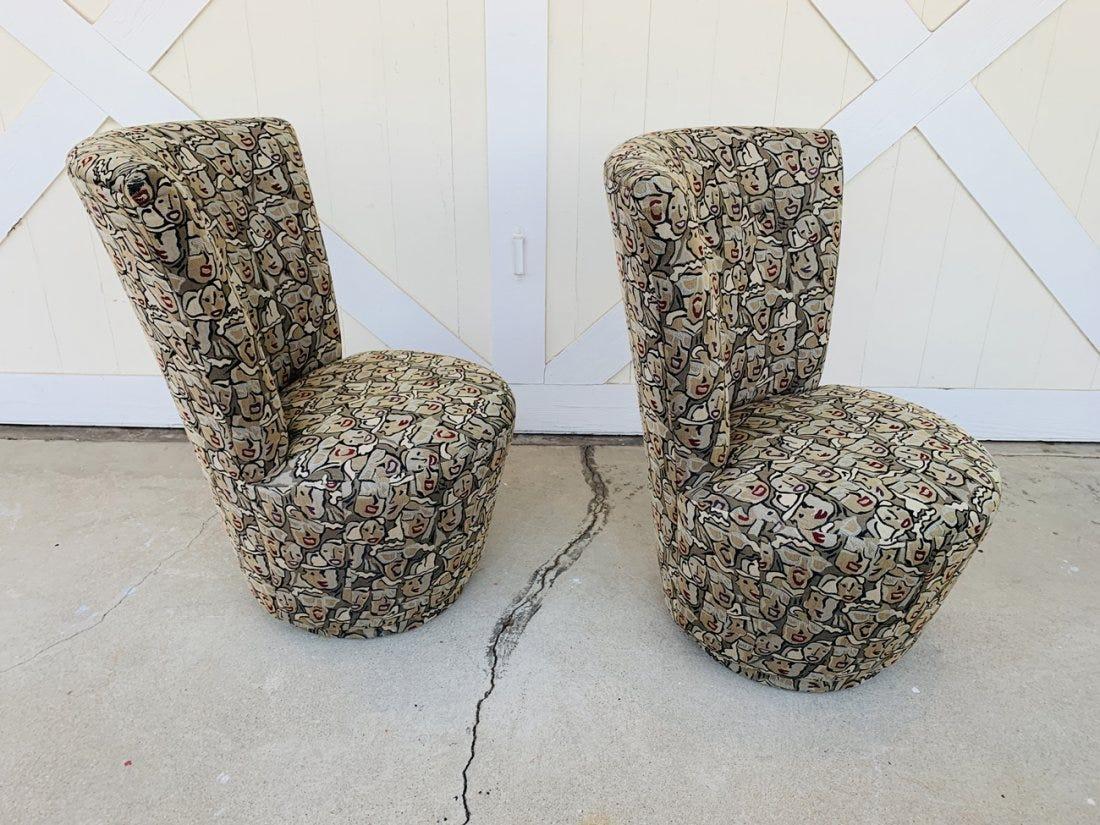 American Pair of Highback Swivel Chairs by Carter Furniture