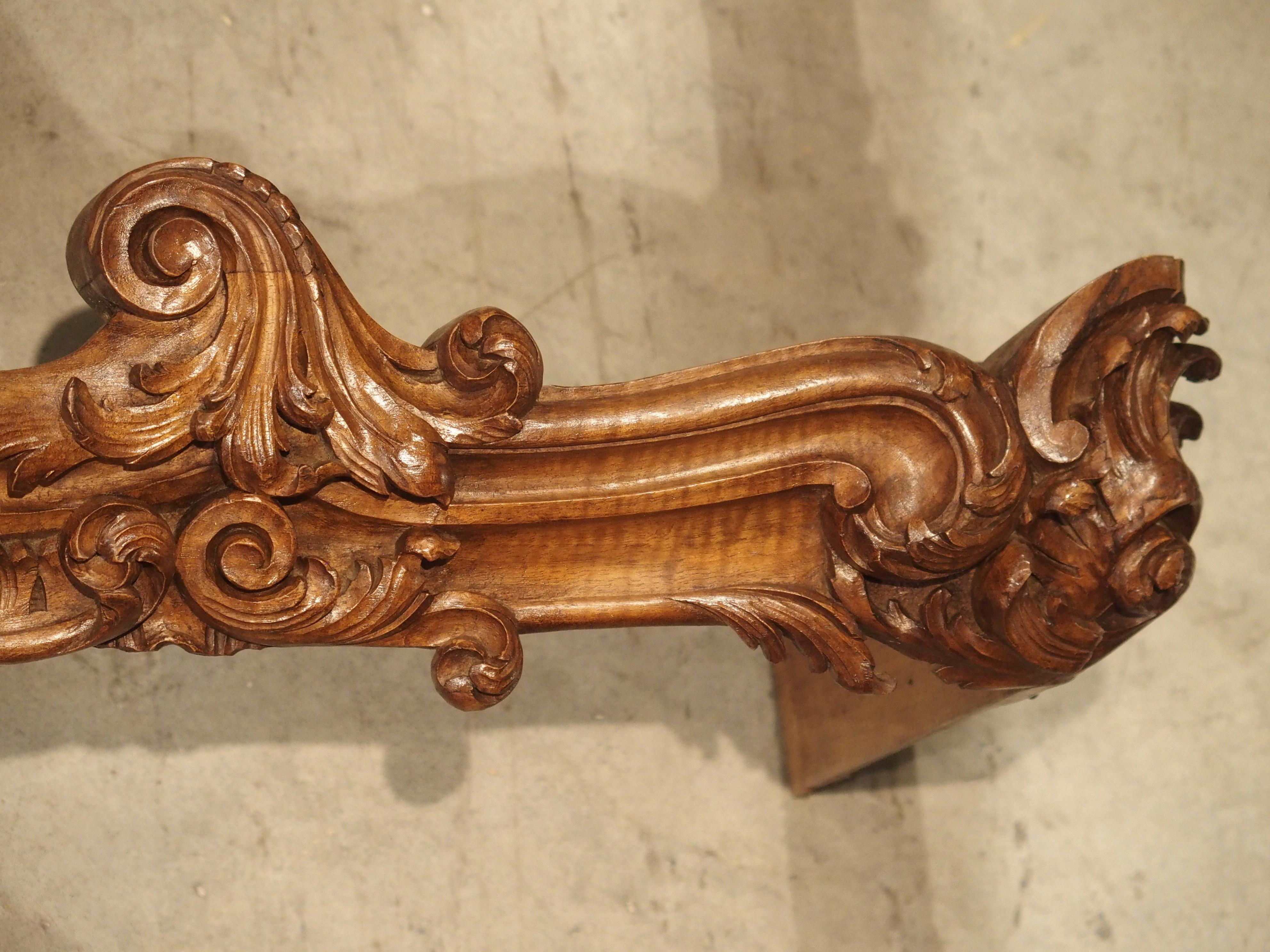 Pair of Highly Carved French Louis XV Style Walnut Valances, Late 19th Century 7