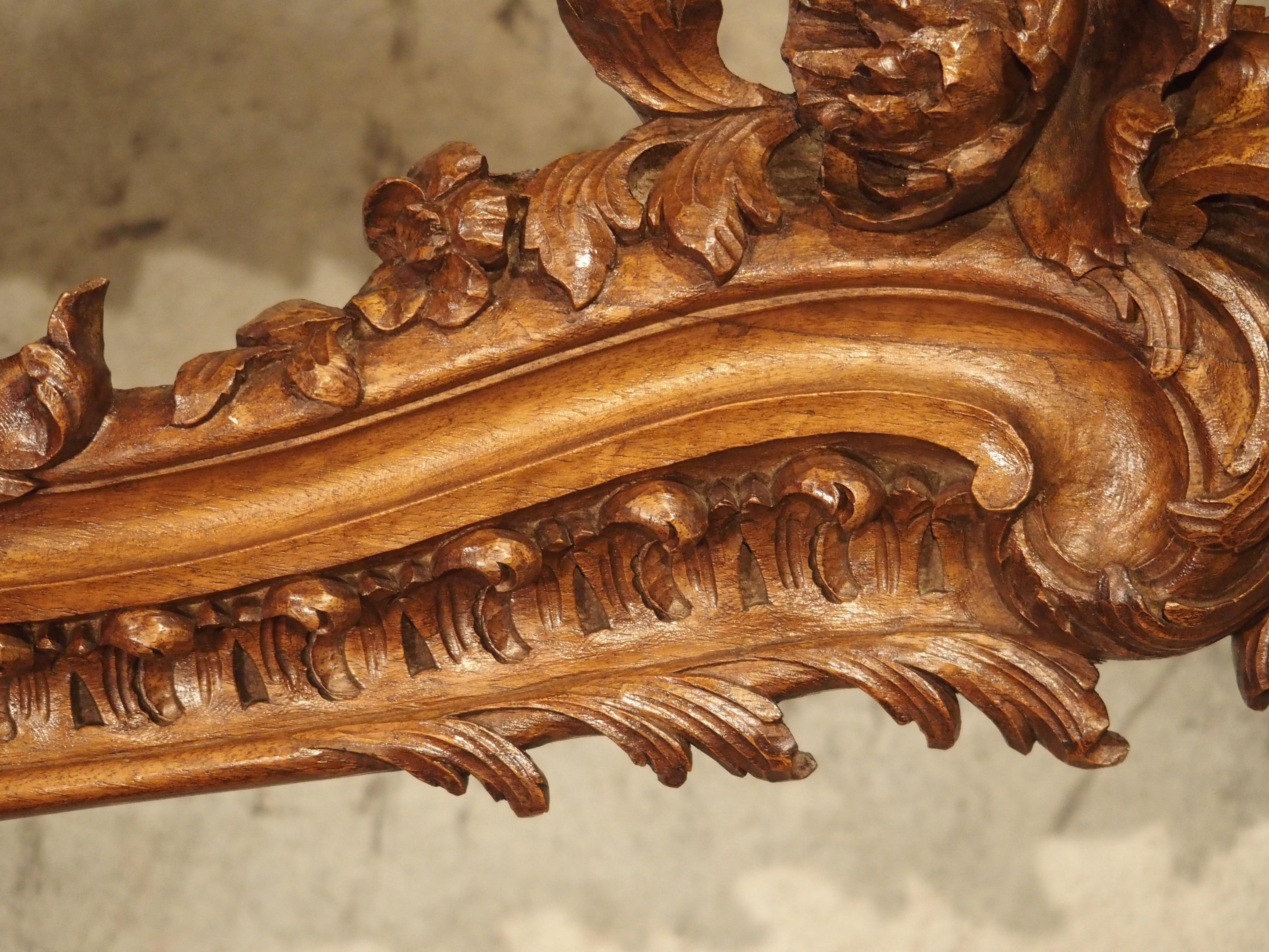 Pair of Highly Carved French Louis XV Style Walnut Valances, Late 19th Century 9