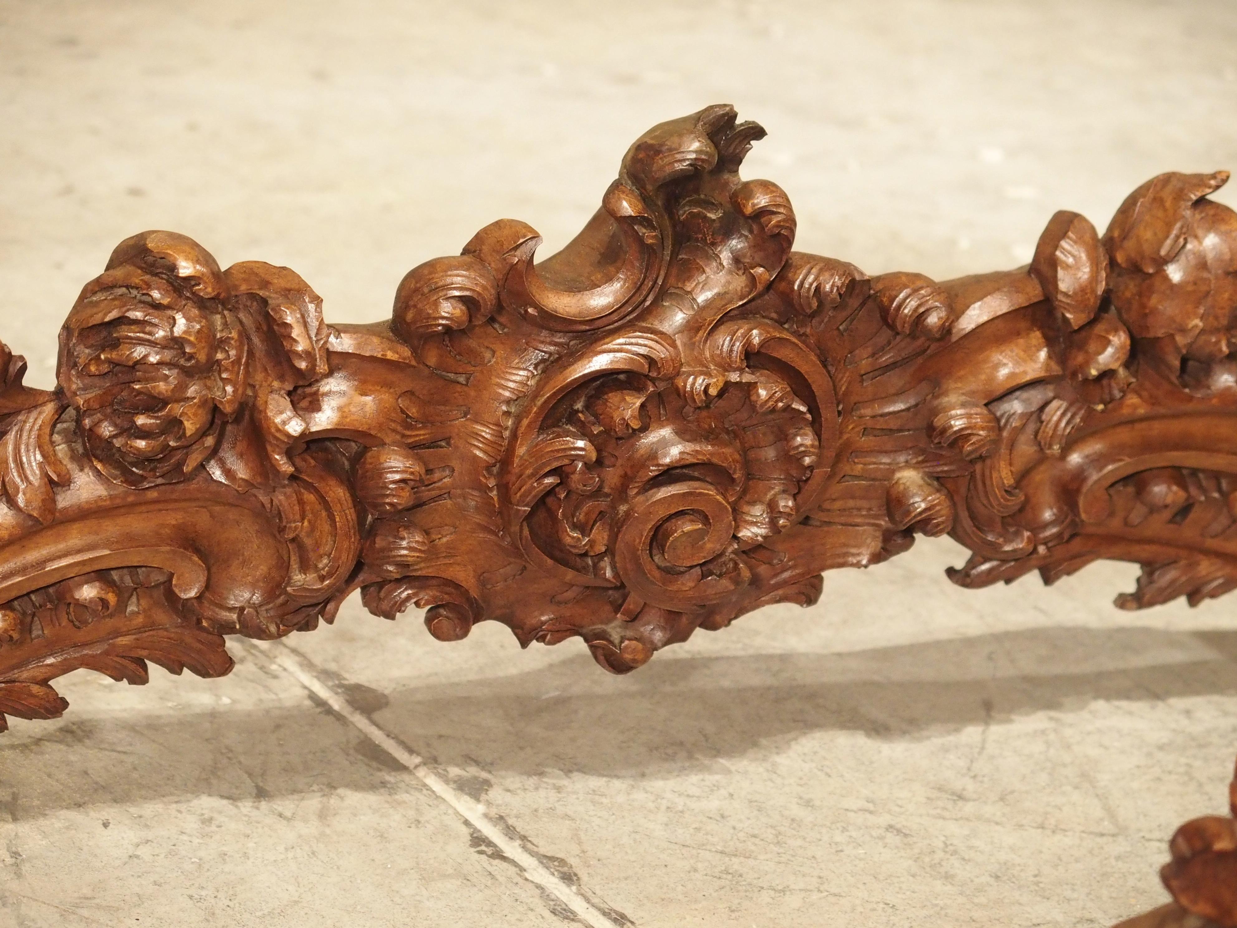 Pair of Highly Carved French Louis XV Style Walnut Valances, Late 19th Century 11