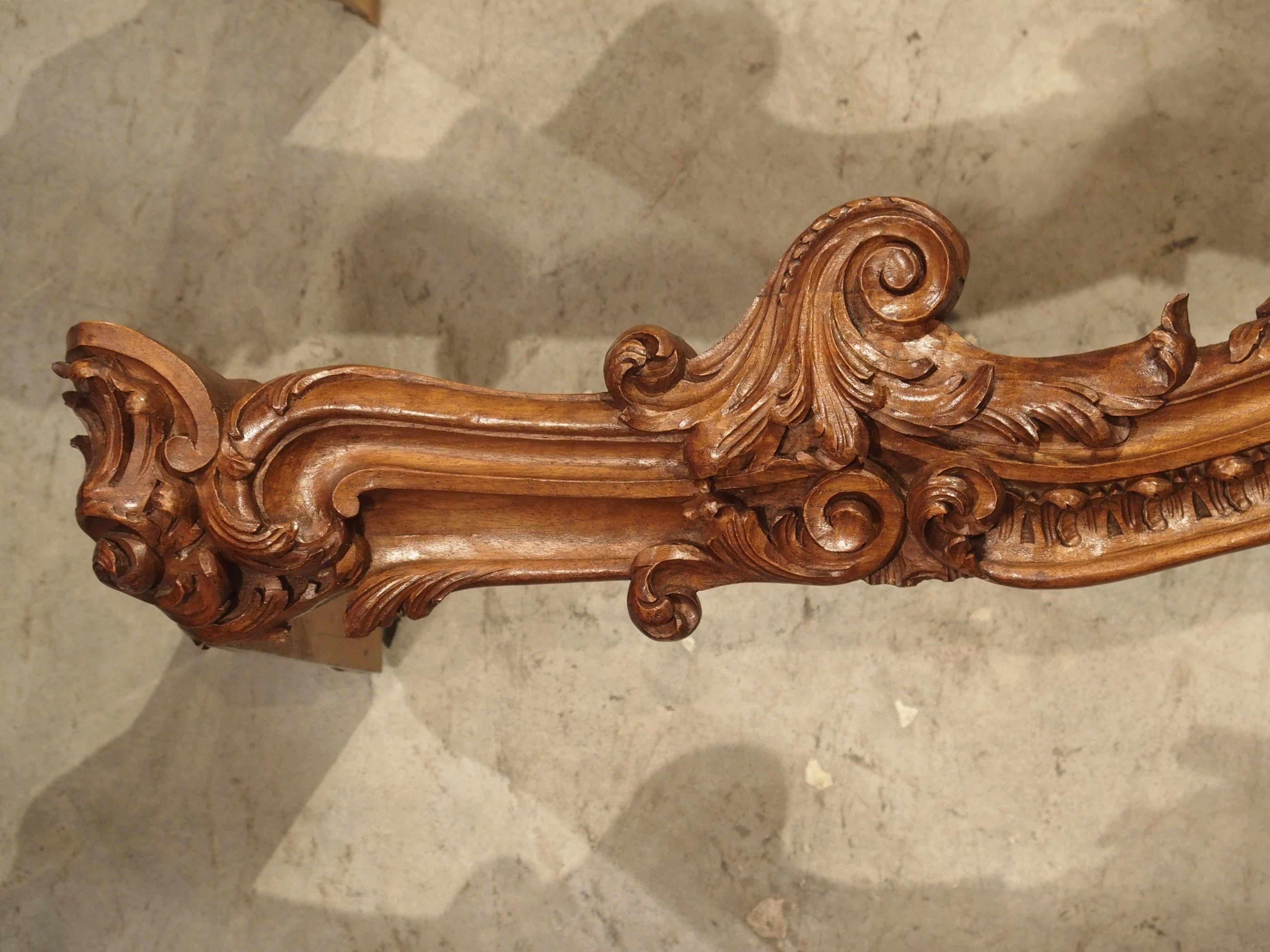 Wood Pair of Highly Carved French Louis XV Style Walnut Valances, Late 19th Century