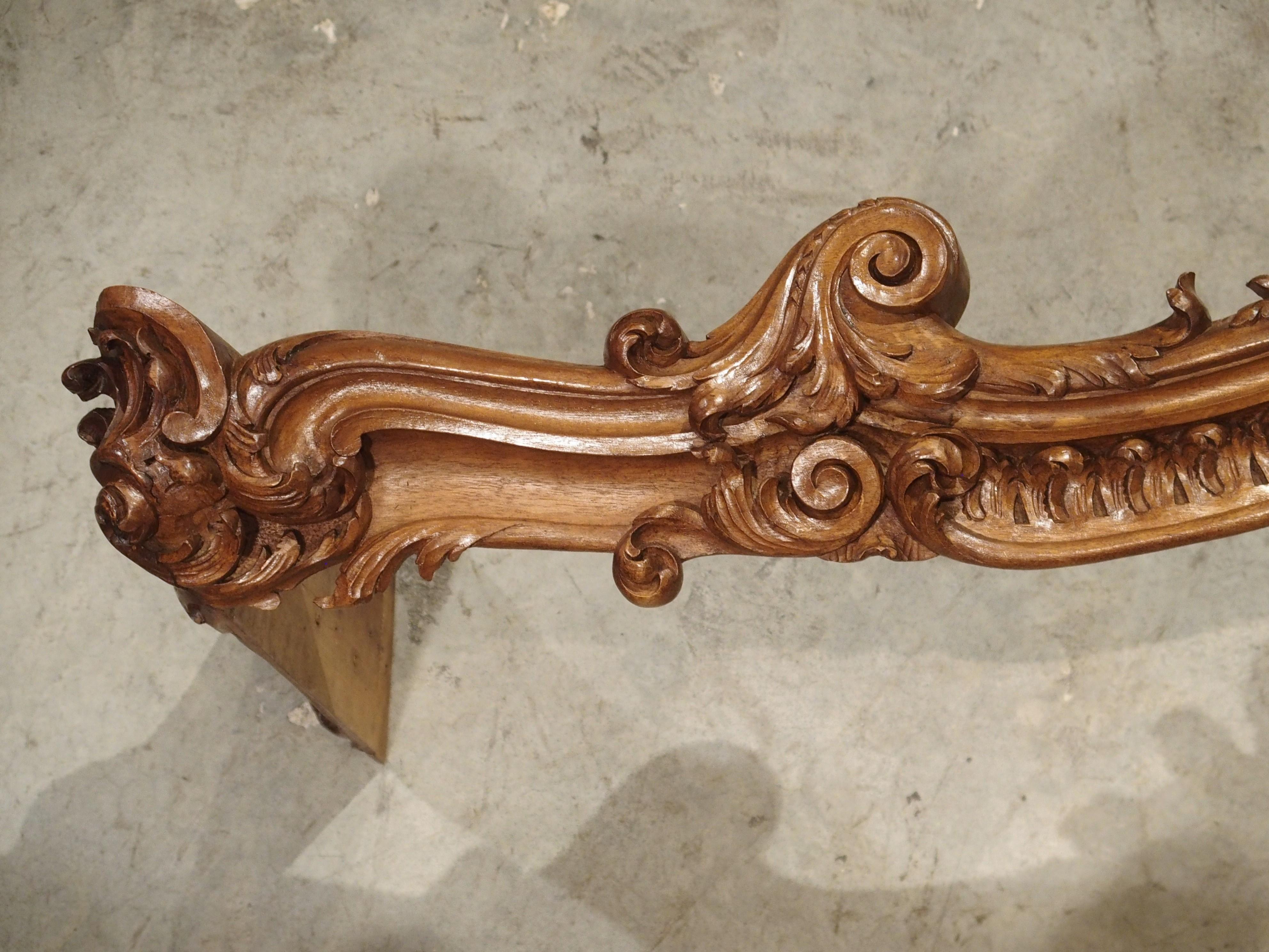 Pair of Highly Carved French Louis XV Style Walnut Valances, Late 19th Century 1