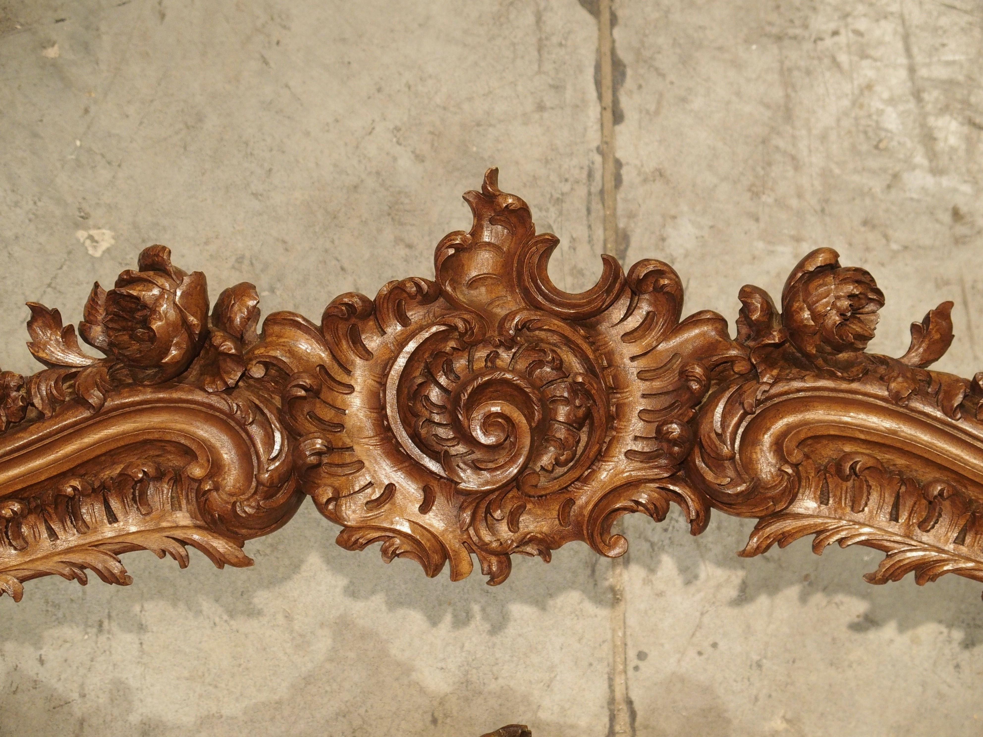 Pair of Highly Carved French Louis XV Style Walnut Valances, Late 19th Century 2
