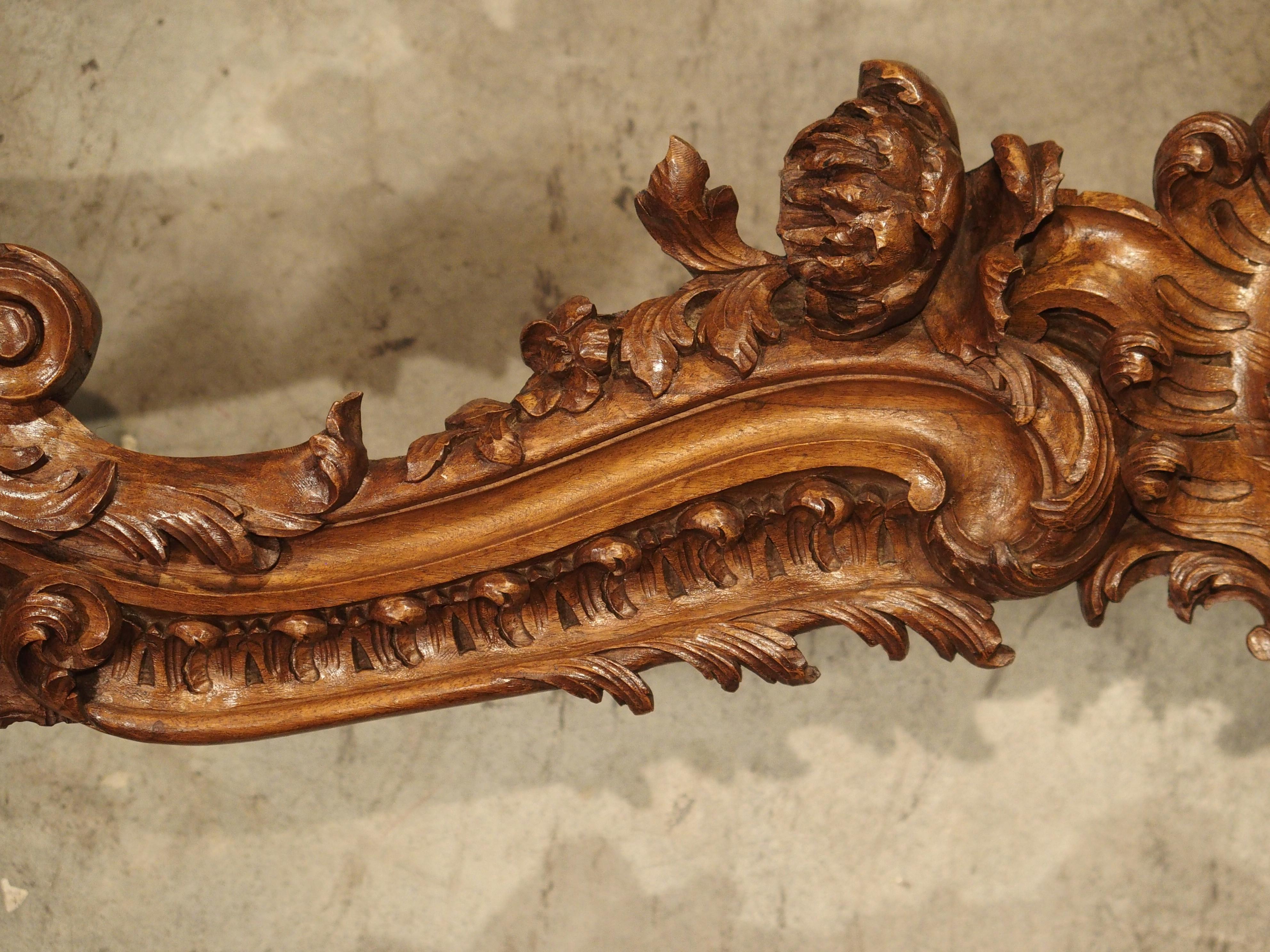 Pair of Highly Carved French Louis XV Style Walnut Valances, Late 19th Century 3