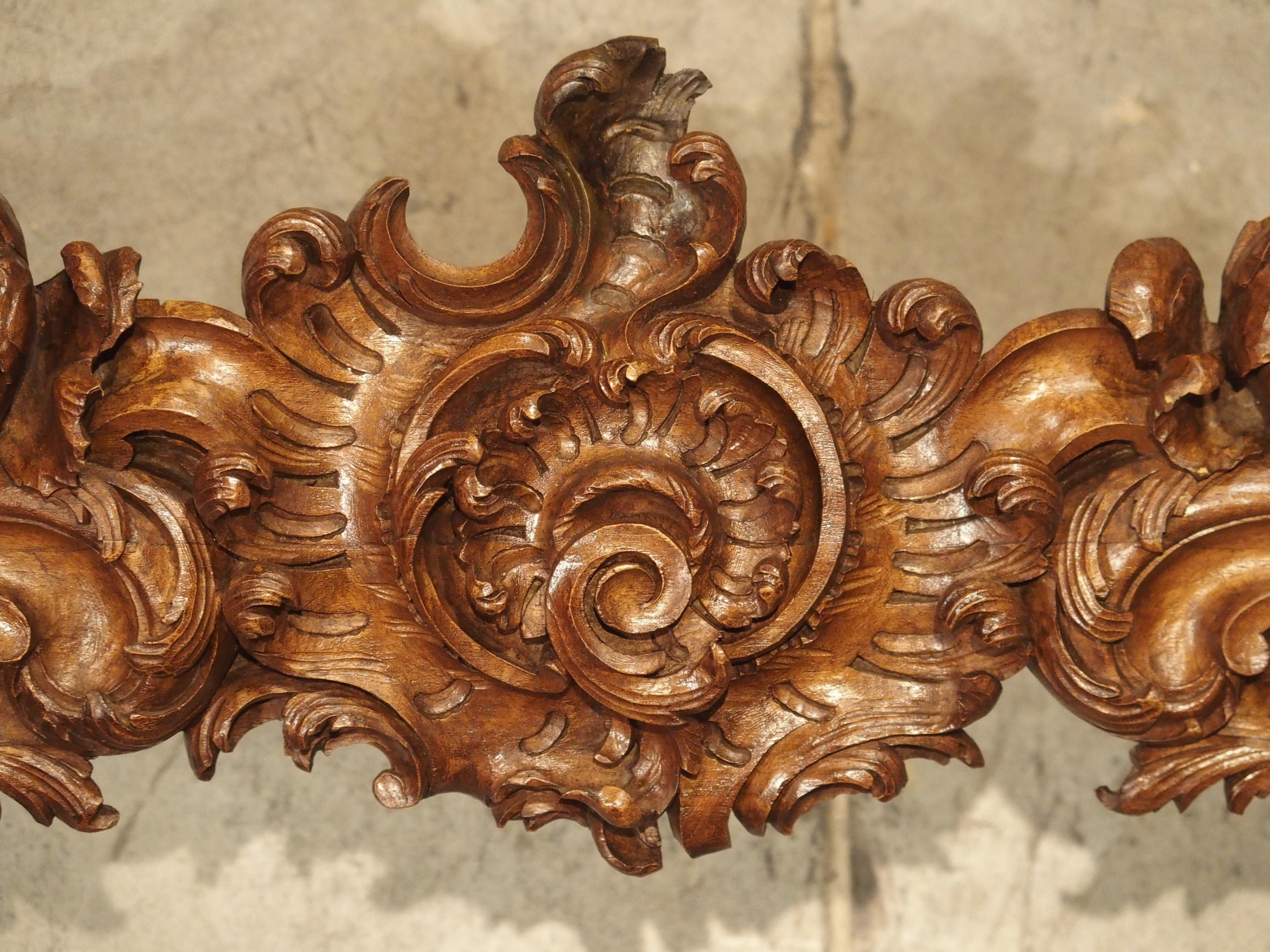 Pair of Highly Carved French Louis XV Style Walnut Valances, Late 19th Century 4