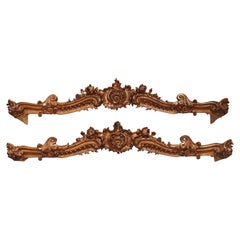 Pair of Highly Carved French Louis XV Style Walnut Valances, Late 19th Century
