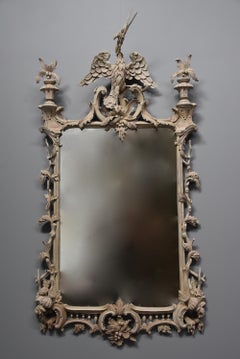 Pair of Highly Decorative Chippendale Style Painted Carved Wooden Pier Mirrors
