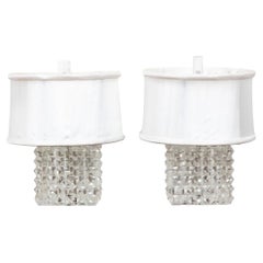 Vintage Pair Of Highly Decorative Cut Crystal Table Lamps 