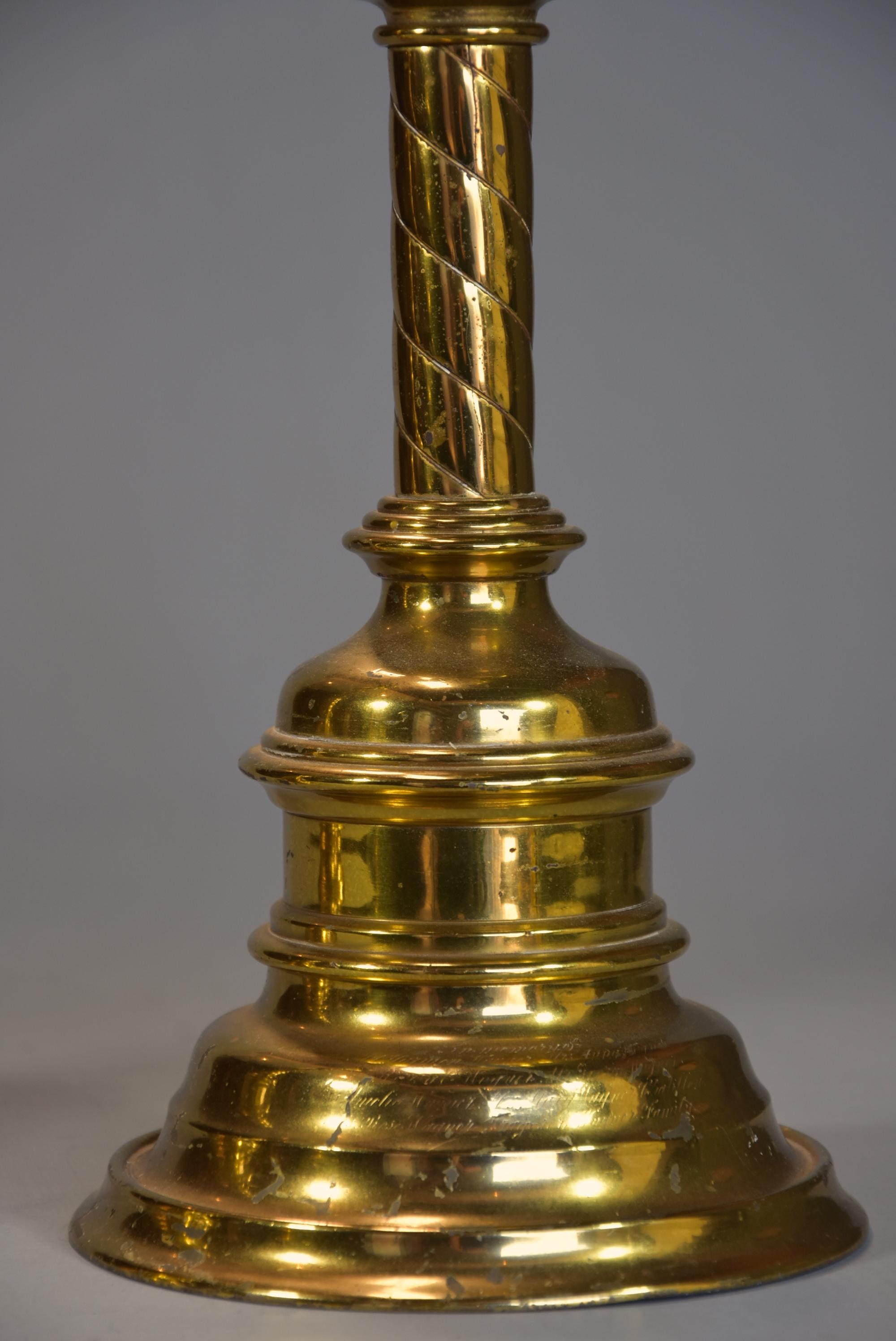 Pair of Highly Decorative Late 19th Century Gothic Style Brass Candlesticks 3