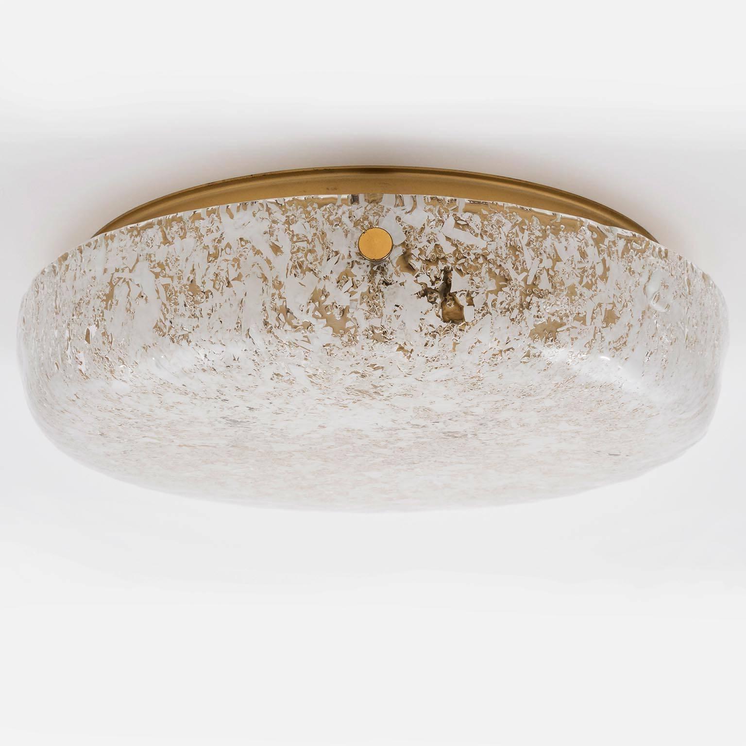 Frosted One of Two Hillebrand Flushmount Light Fixtures or Sconces, 1960s
