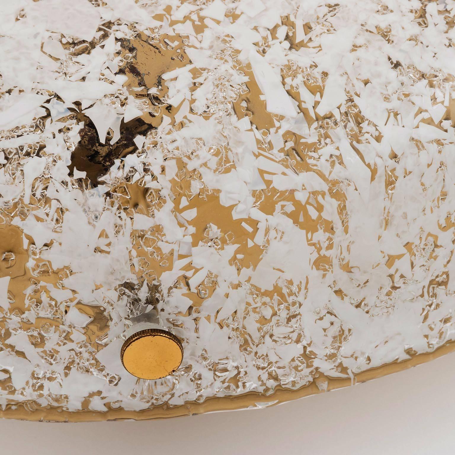 Brass One of Two Hillebrand Flushmount Light Fixtures or Sconces, 1960s