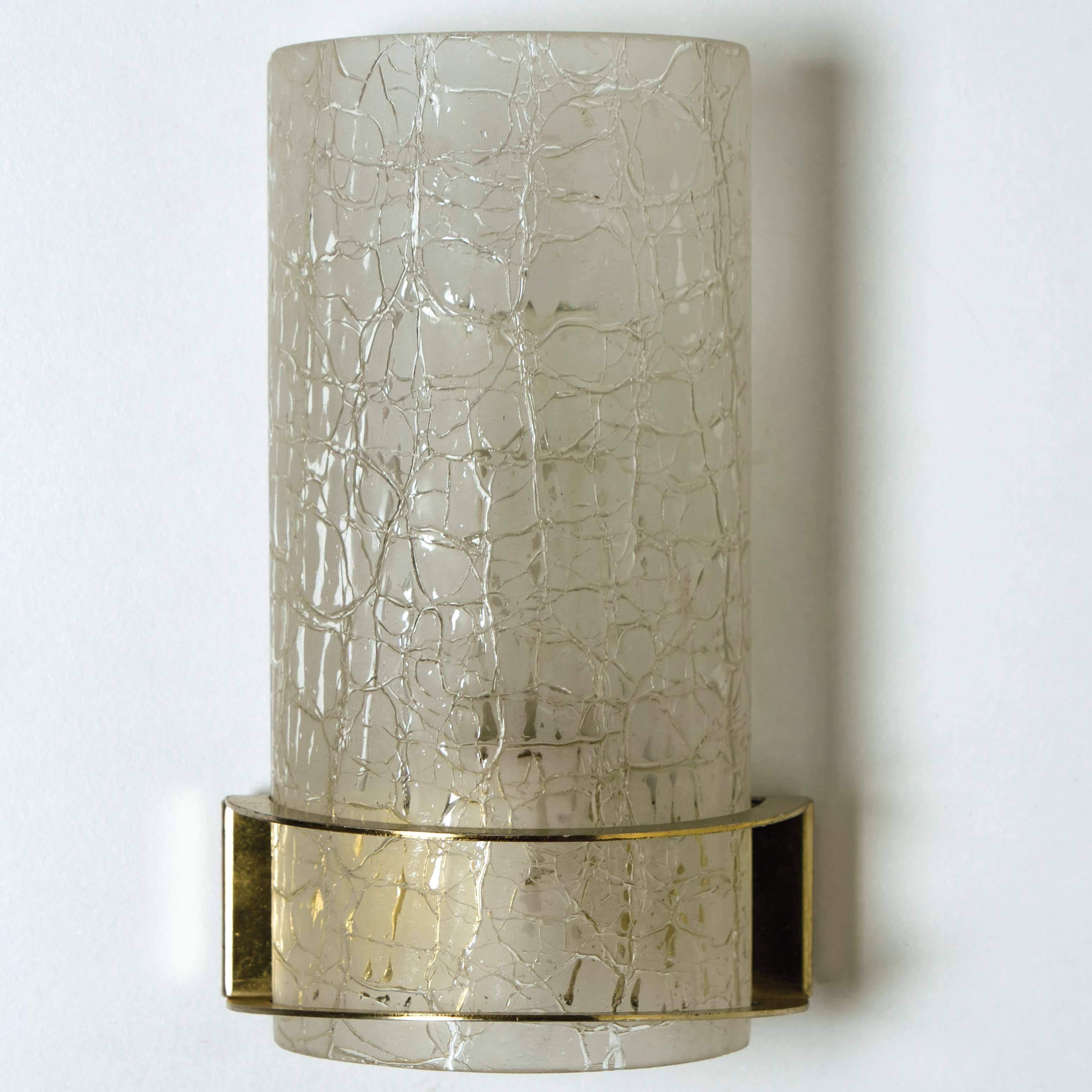 Pareja de apliques de cristal craquelado masivo Hillebrand, 1960 en venta 3