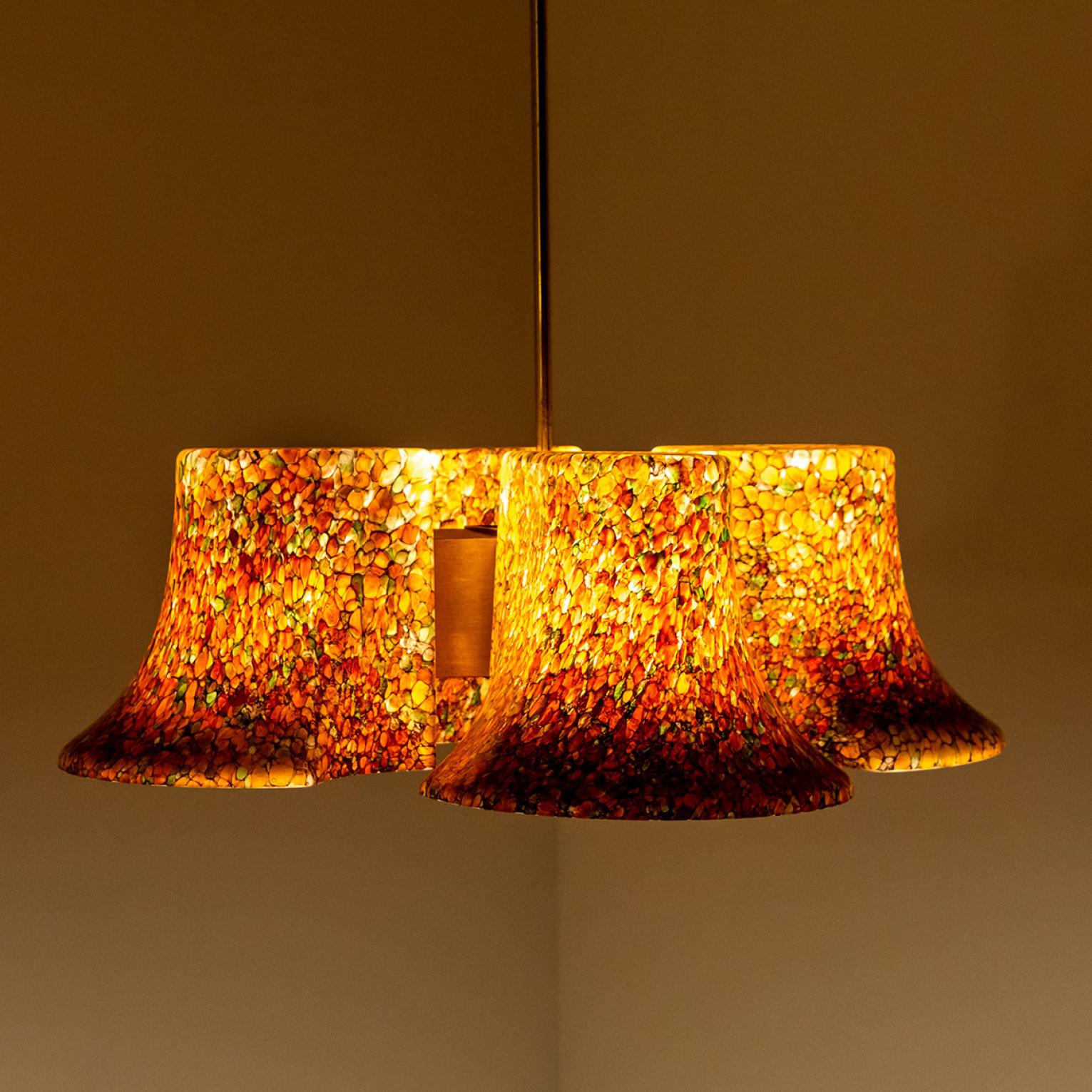Ein Paar Hillebrand-Anhänger „Confetti“ aus orangefarbenem und goldenem Muranoglas, 1970er Jahre im Angebot 4