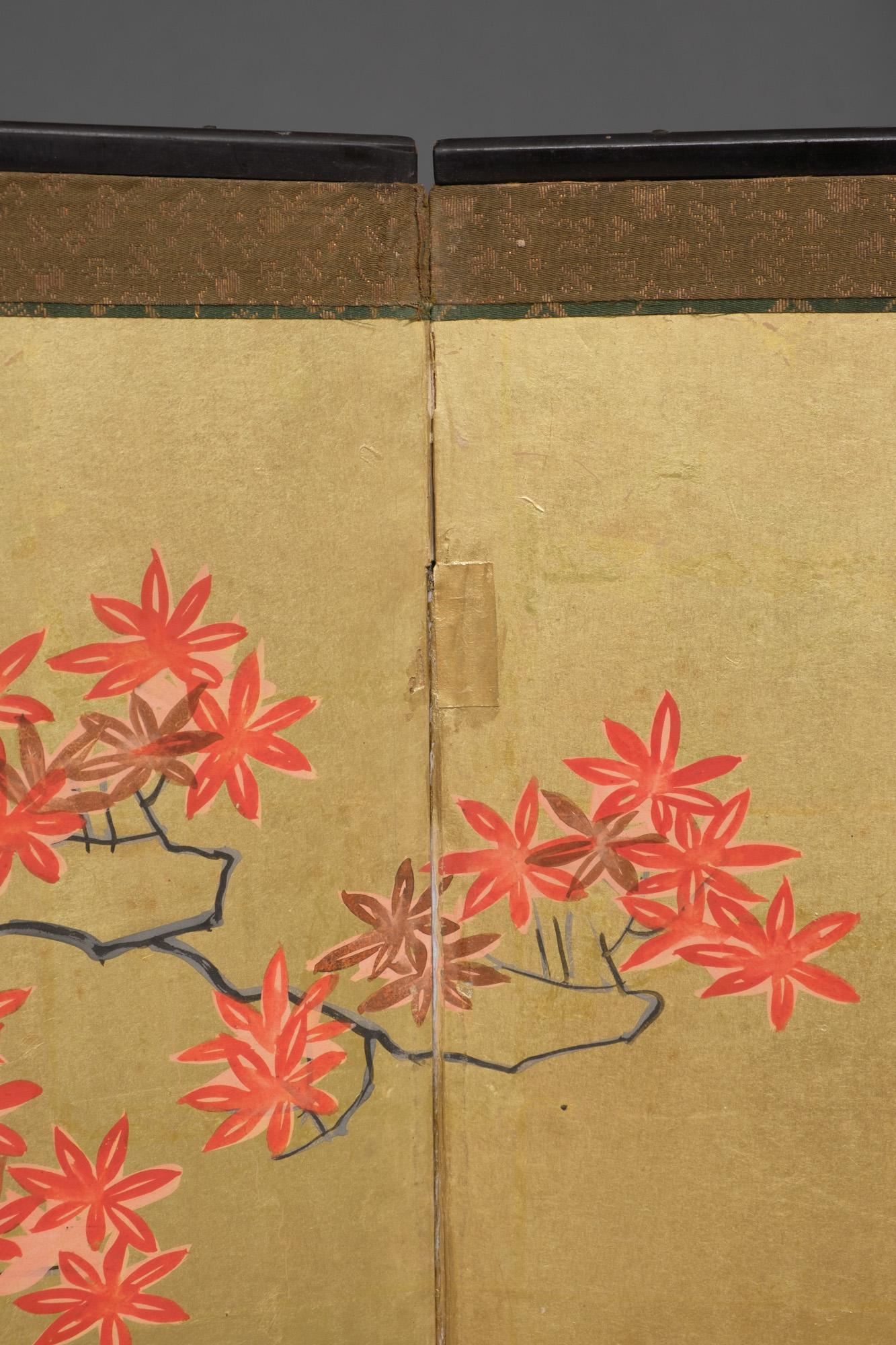 Pair of Japanese hinagata byôbu 雛形屏風 (small folding screens) with flower carts 1
