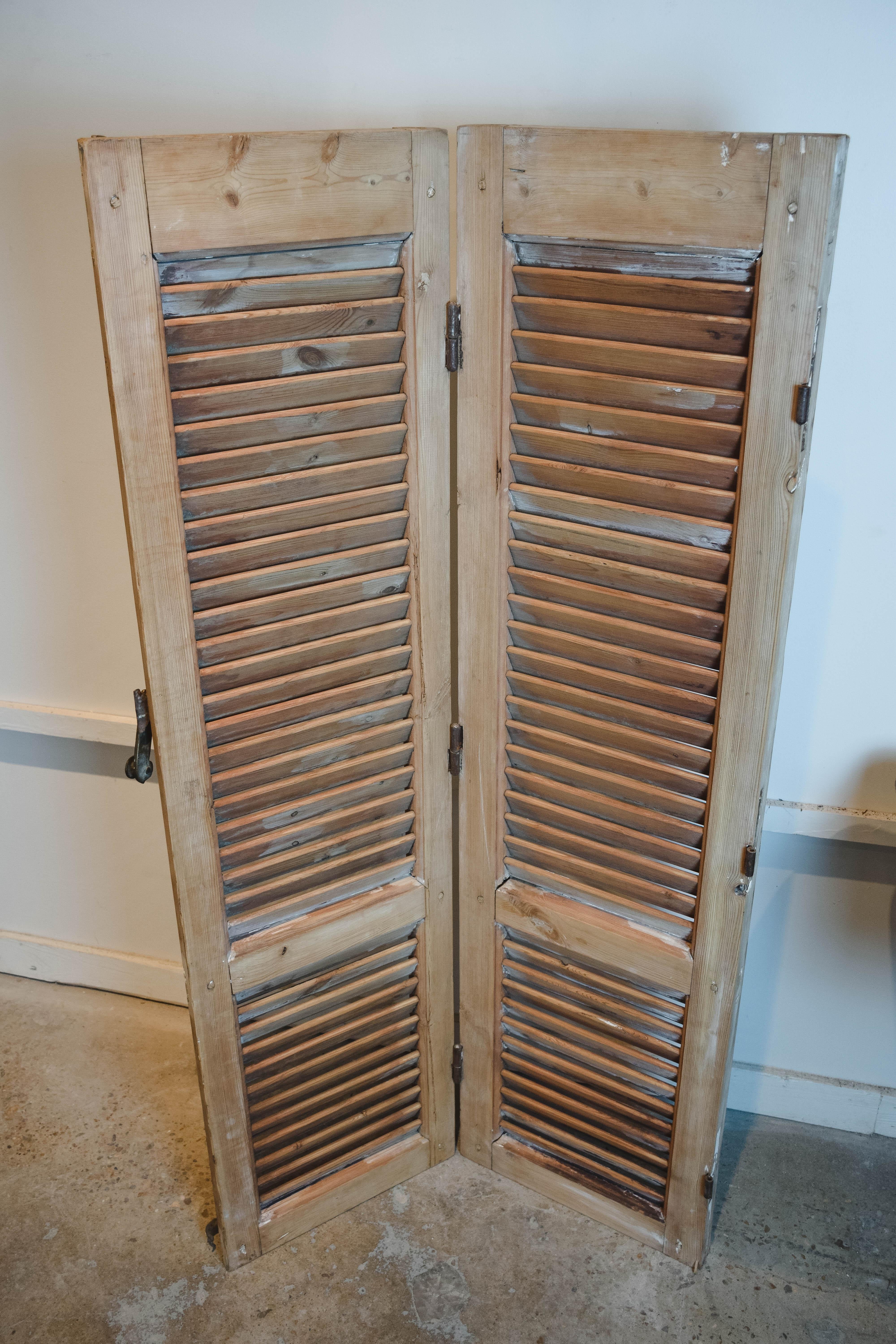 Pair of Hinged Vintage French Shutters For Sale 1