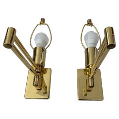 Pair of Hinson Brass Swing Arm Wall Sconces manufactured in Spain by Metalarte