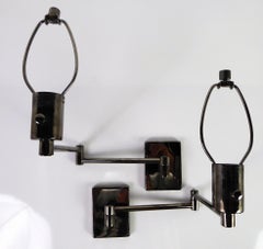 Pair of Hinson Swing Arm Wall Lights in Bright Gunmetal for Hansen Donghia