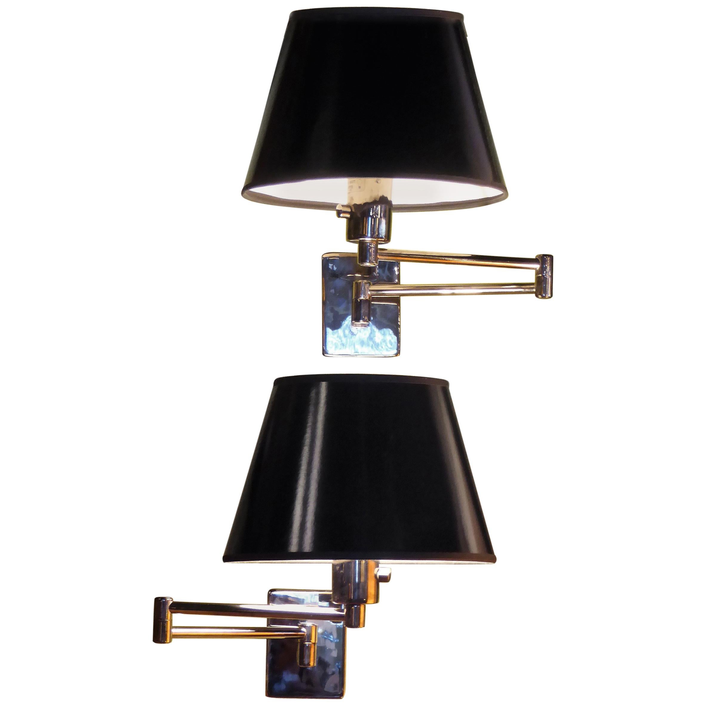 Pair of Hinson Swing Arm Wall Lights in Bright Gunmetal for Hansen Donghia