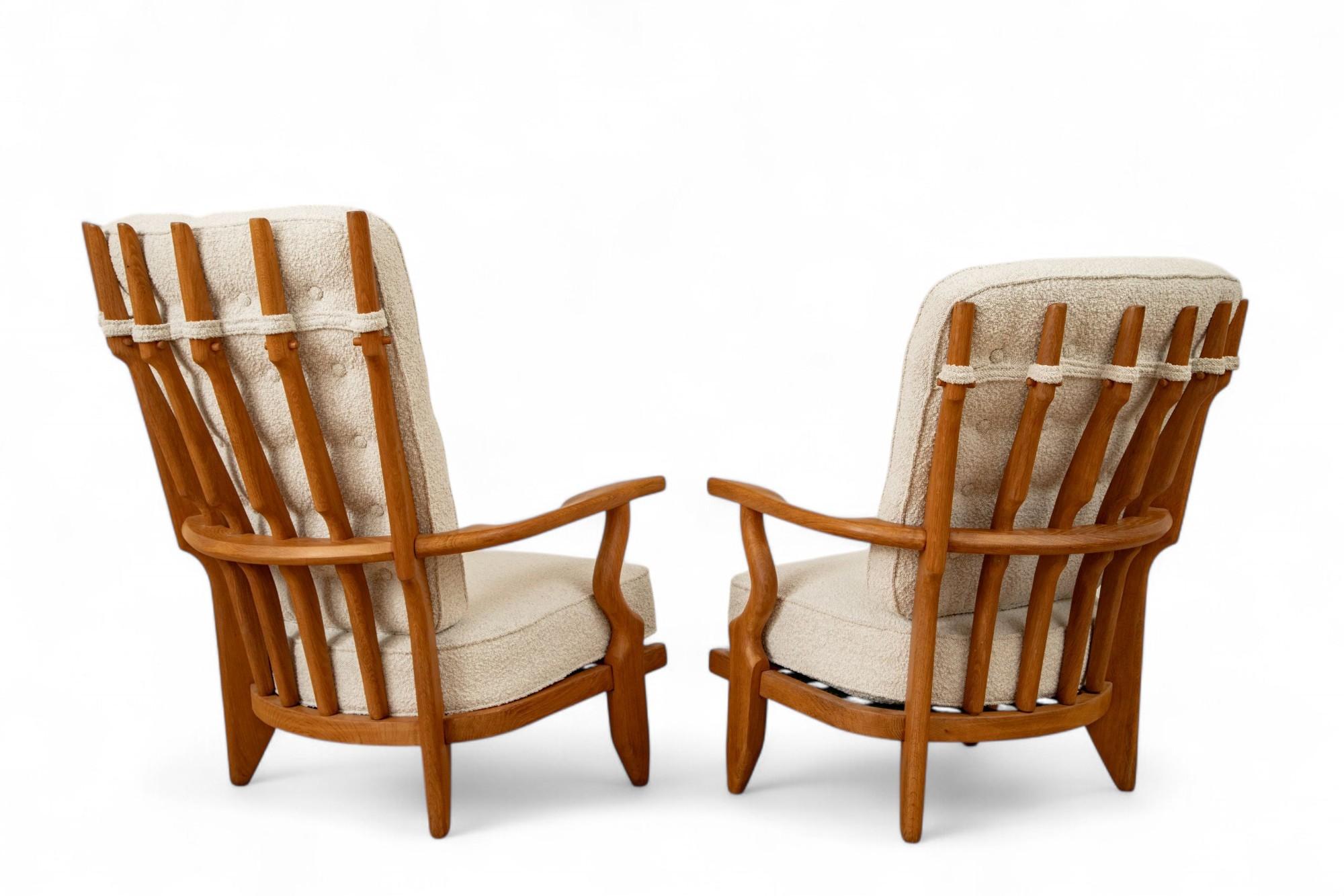 Paire de chaises longues His and Her de Guillerme et Chambron en chêne blanc Excellent état - En vente à Miami, FL