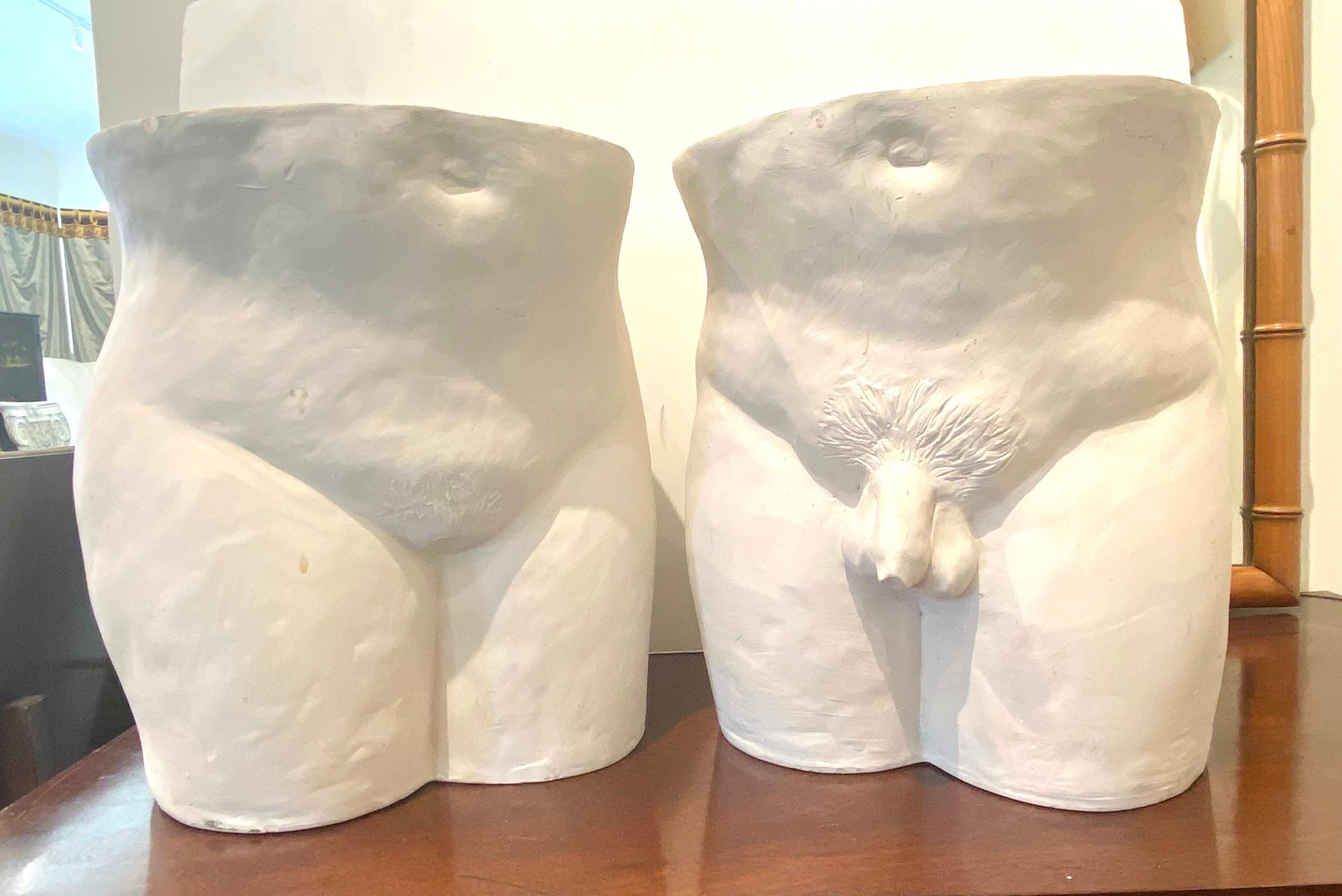 Pair of His and Her Planters / Adam and Eve In Good Condition For Sale In East Hampton, NY