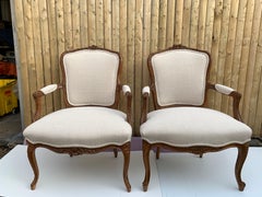 Pair of His and Hers Antique Bergeres