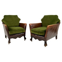 Pair Of His And Hers French Leather Club Chairs