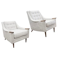 Pair Of His And Hers Tufted Accent Chairs Pearsall Style