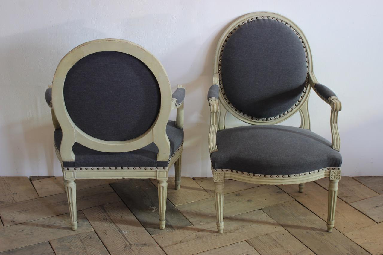 Pair of His & Hers French Fauteuils For Sale 1