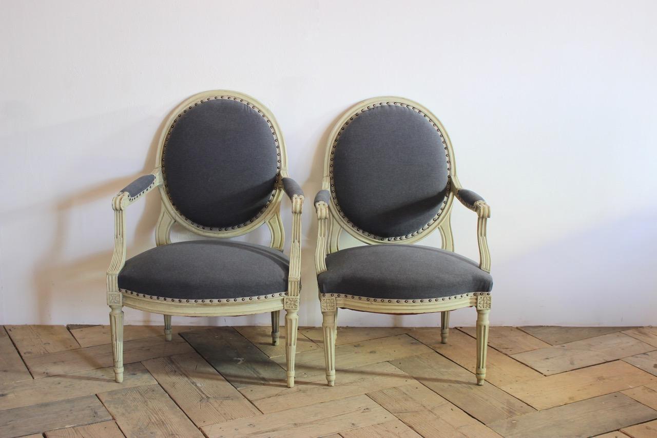Pair of His & Hers French Fauteuils For Sale 3