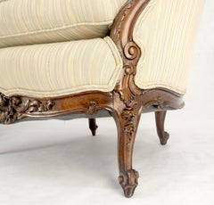 Pair of His & Hers French Very Fine Carved Mahogany Louis XV Lounge Chairs Clean