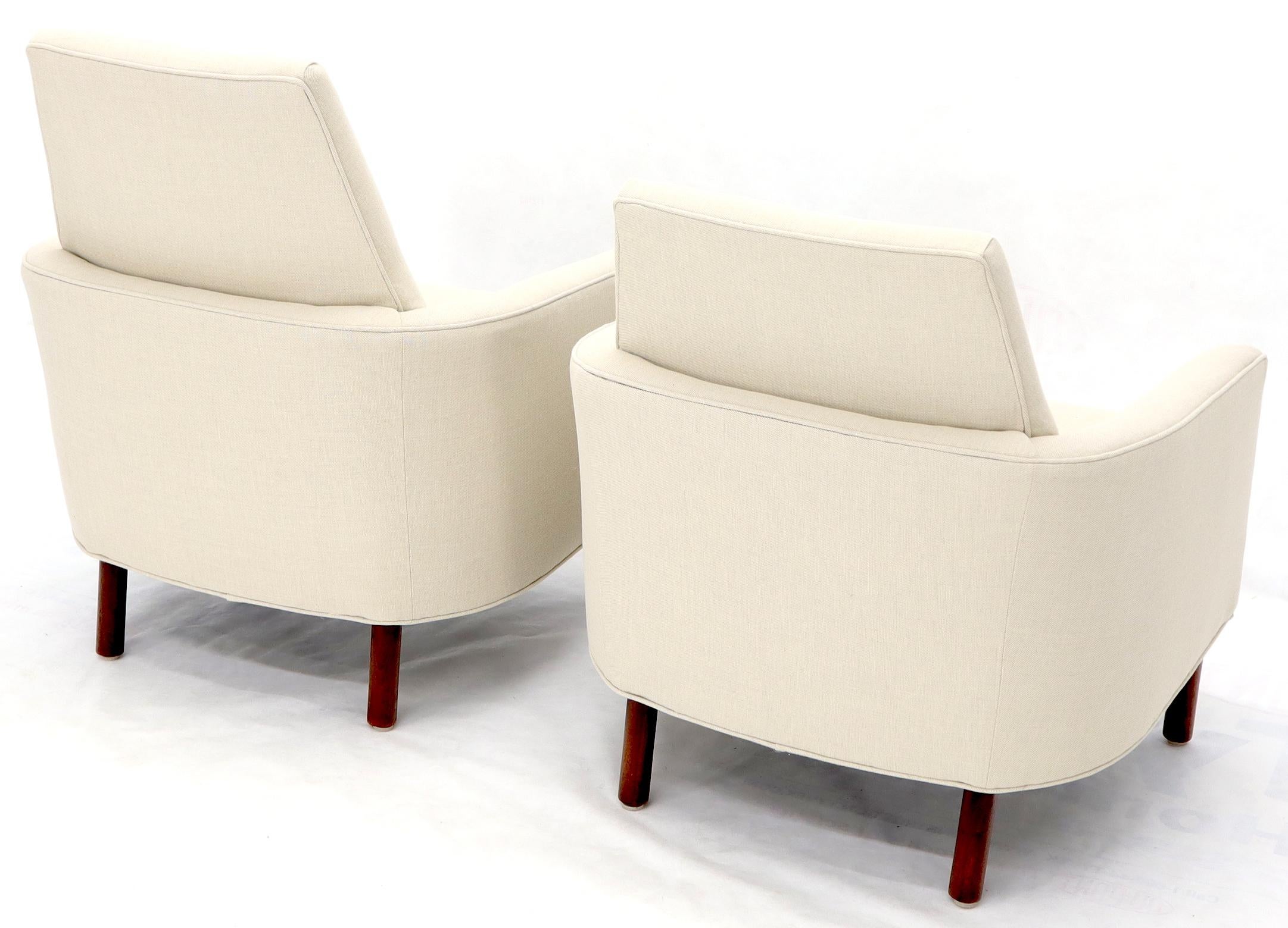 Pair of His & Hers Probber Style Lounge Chairs New Linen Upholstery 5