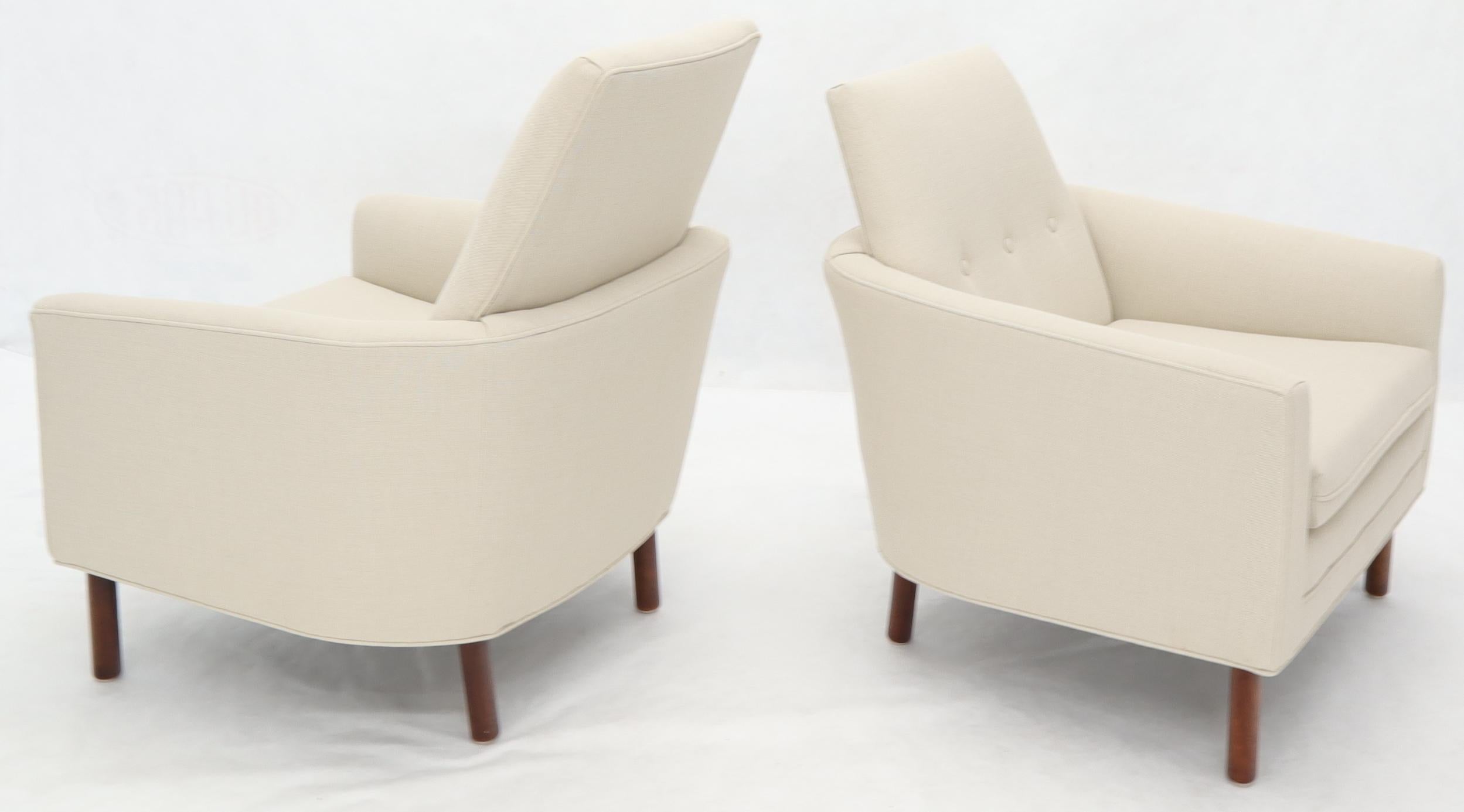 Pair of His & Hers Probber Style Lounge Chairs New Linen Upholstery In Excellent Condition In Rockaway, NJ