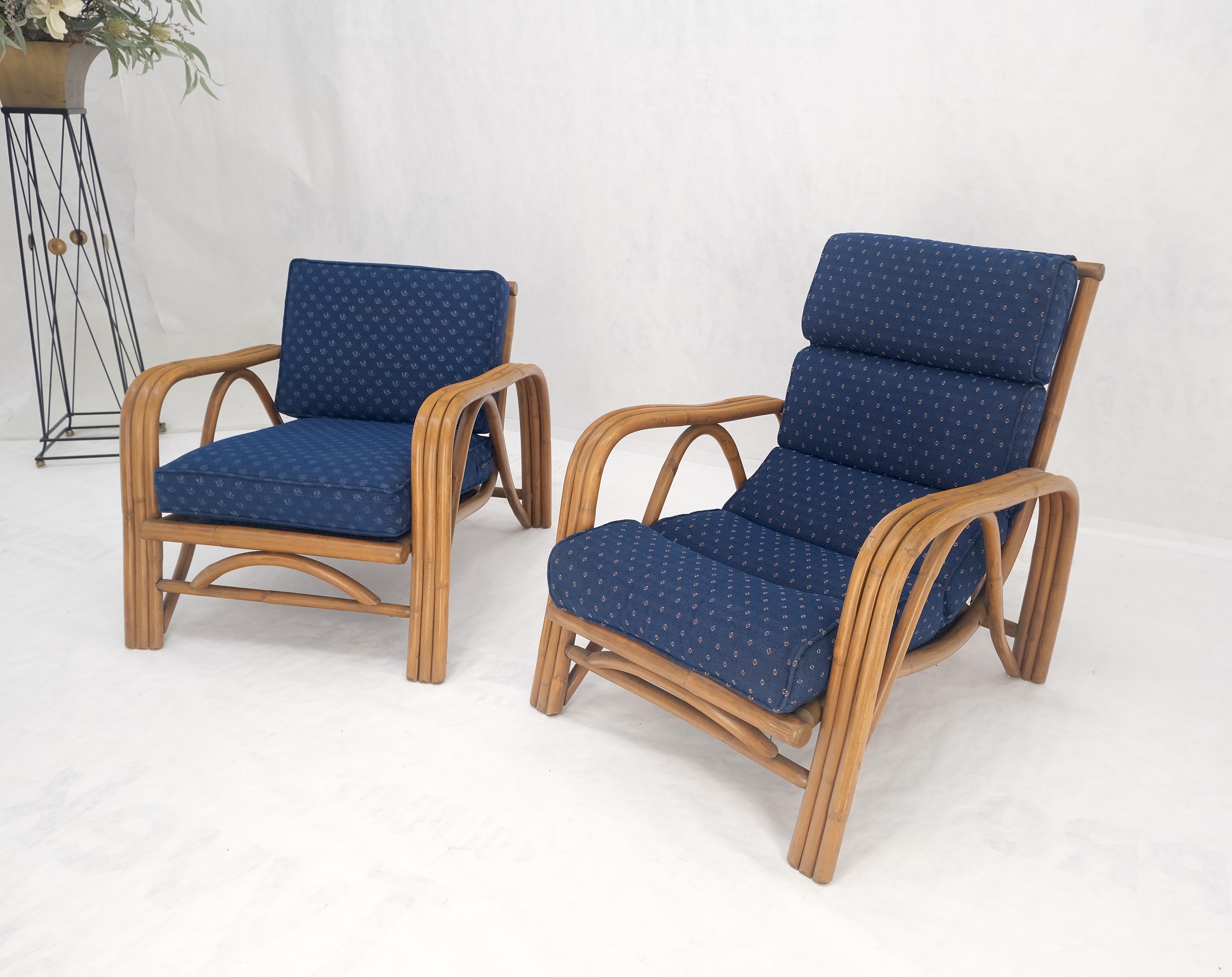 Pair of His & Hers Rattan Bamboo Mid Century Modern Lounge Chairs Ottoman MINT! For Sale 3