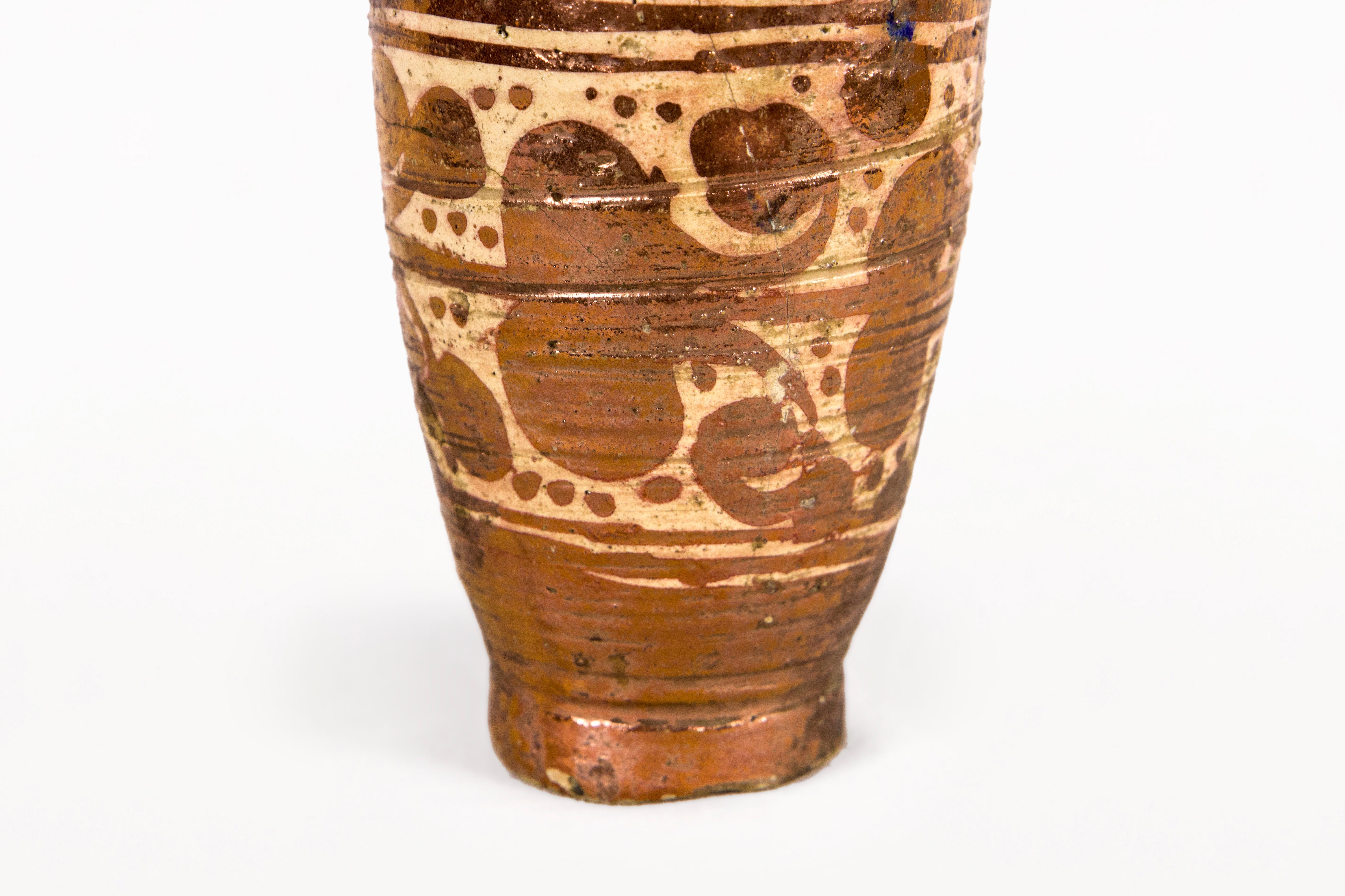 18th Century and Earlier Pair of Hispano-Moresque Copper Lustre Honey Pots, XVII Century, Spain For Sale
