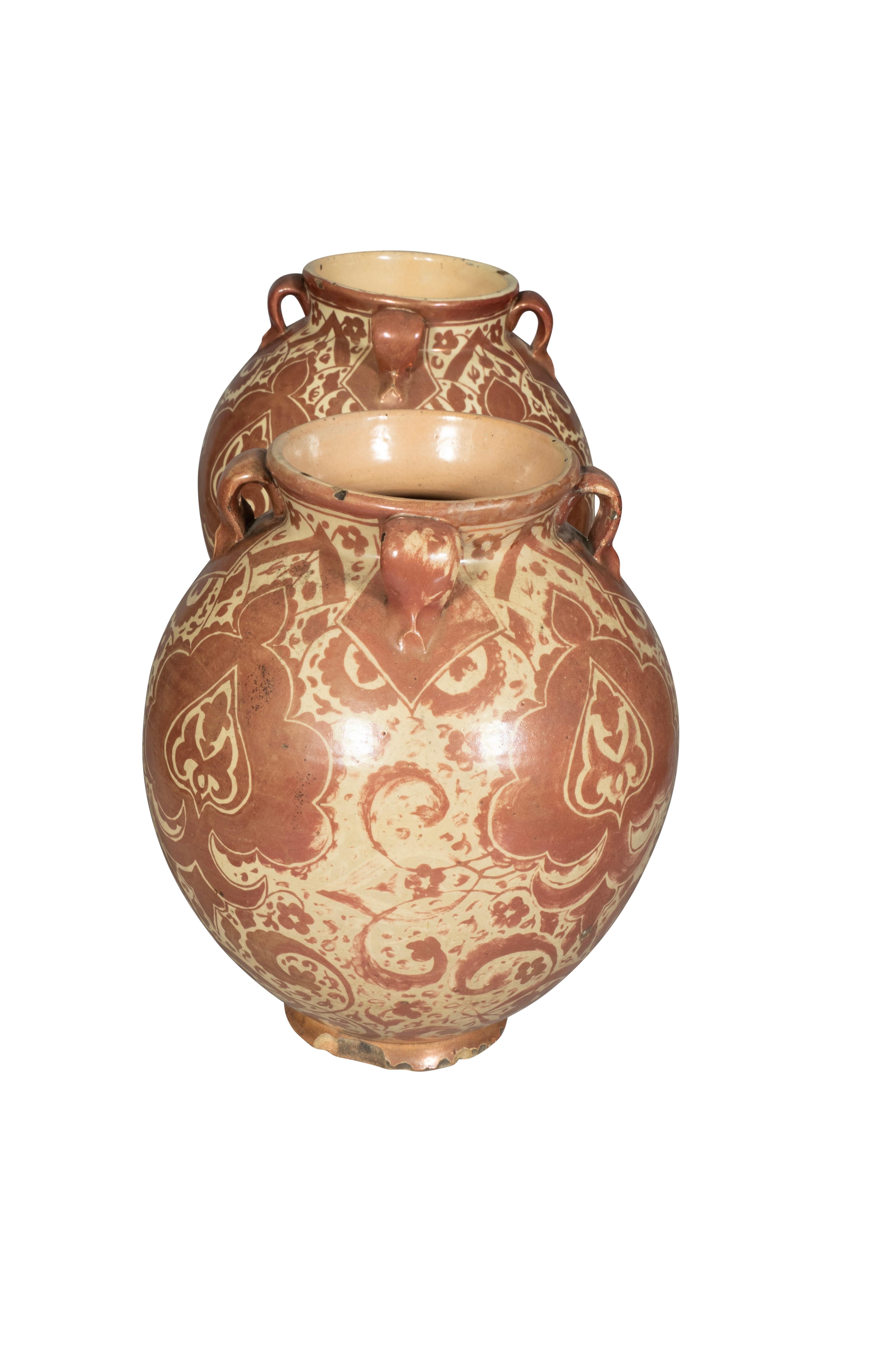 Pair Of Hispano Moresque Pottery Vases For Sale 3