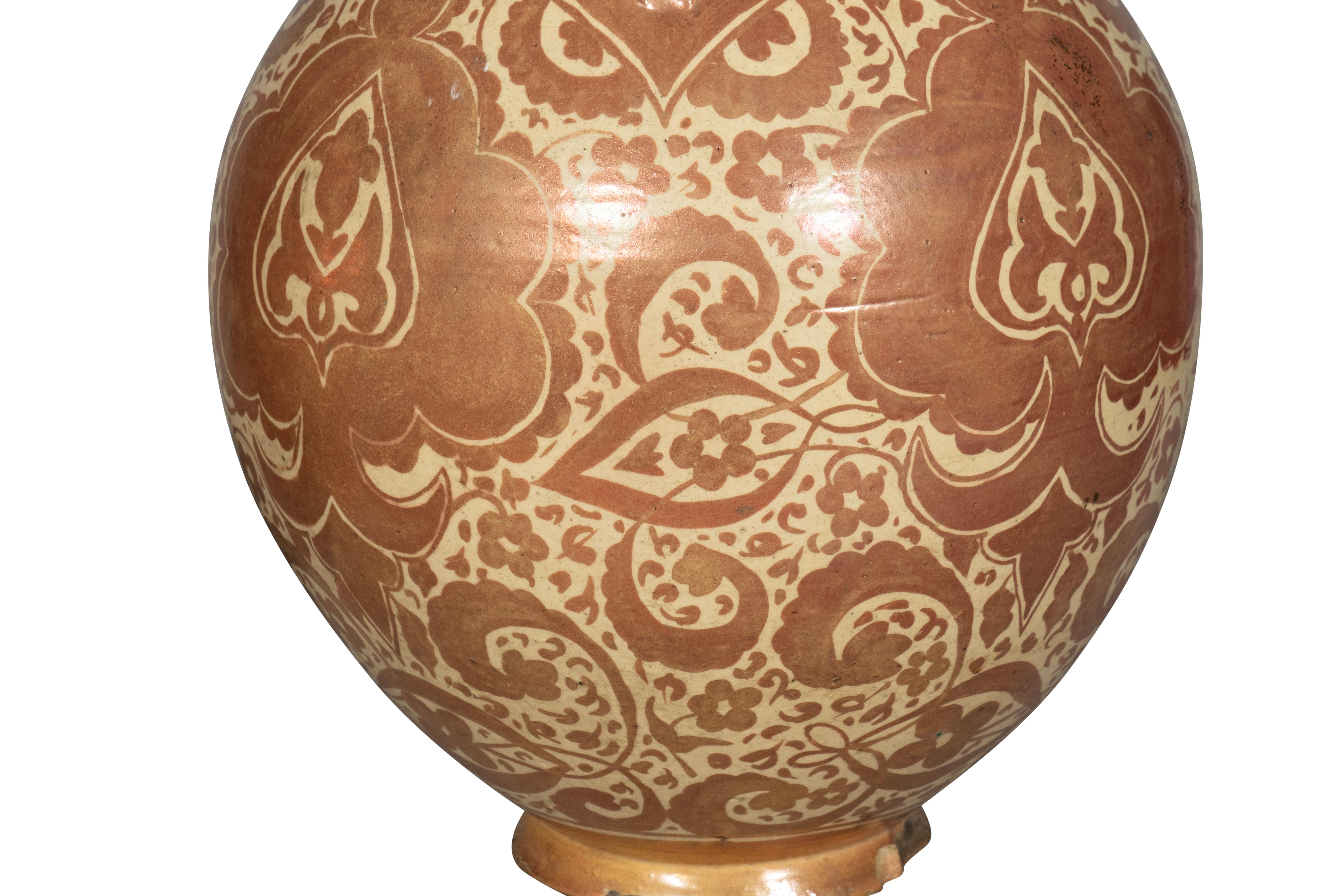 Portuguese Pair Of Hispano Moresque Pottery Vases For Sale