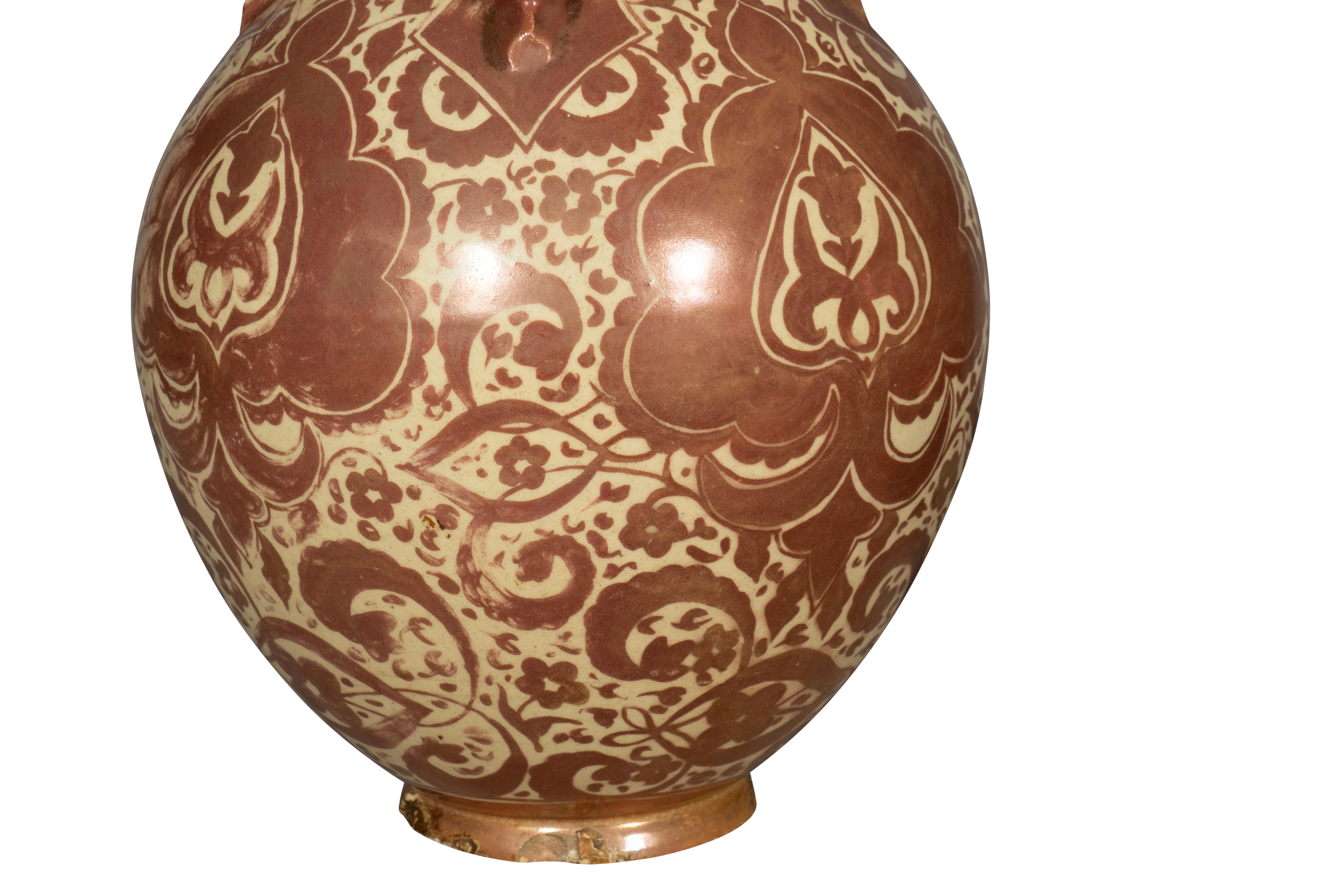 Pair Of Hispano Moresque Pottery Vases In Good Condition For Sale In Essex, MA