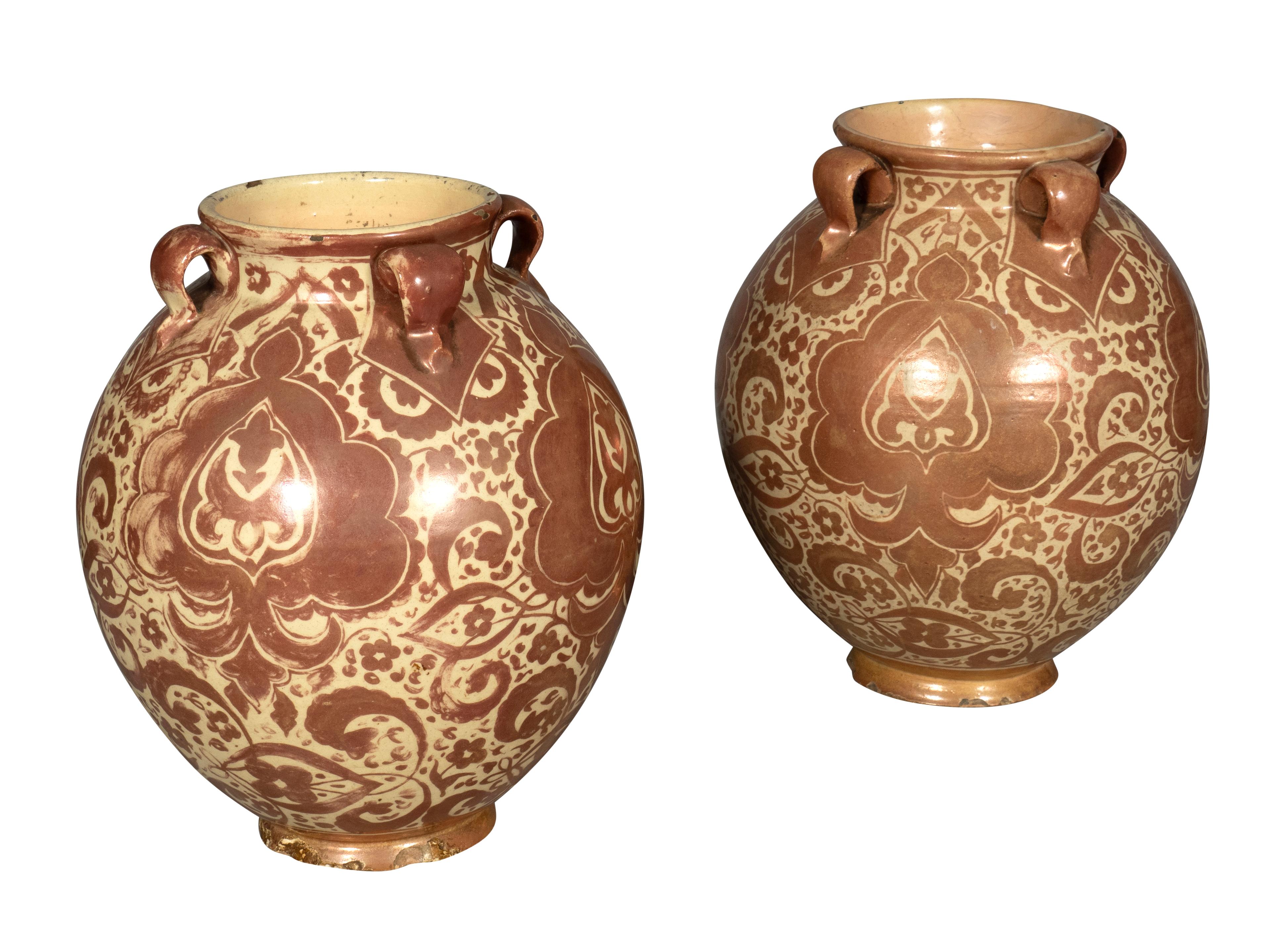 19th Century Pair Of Hispano Moresque Pottery Vases For Sale