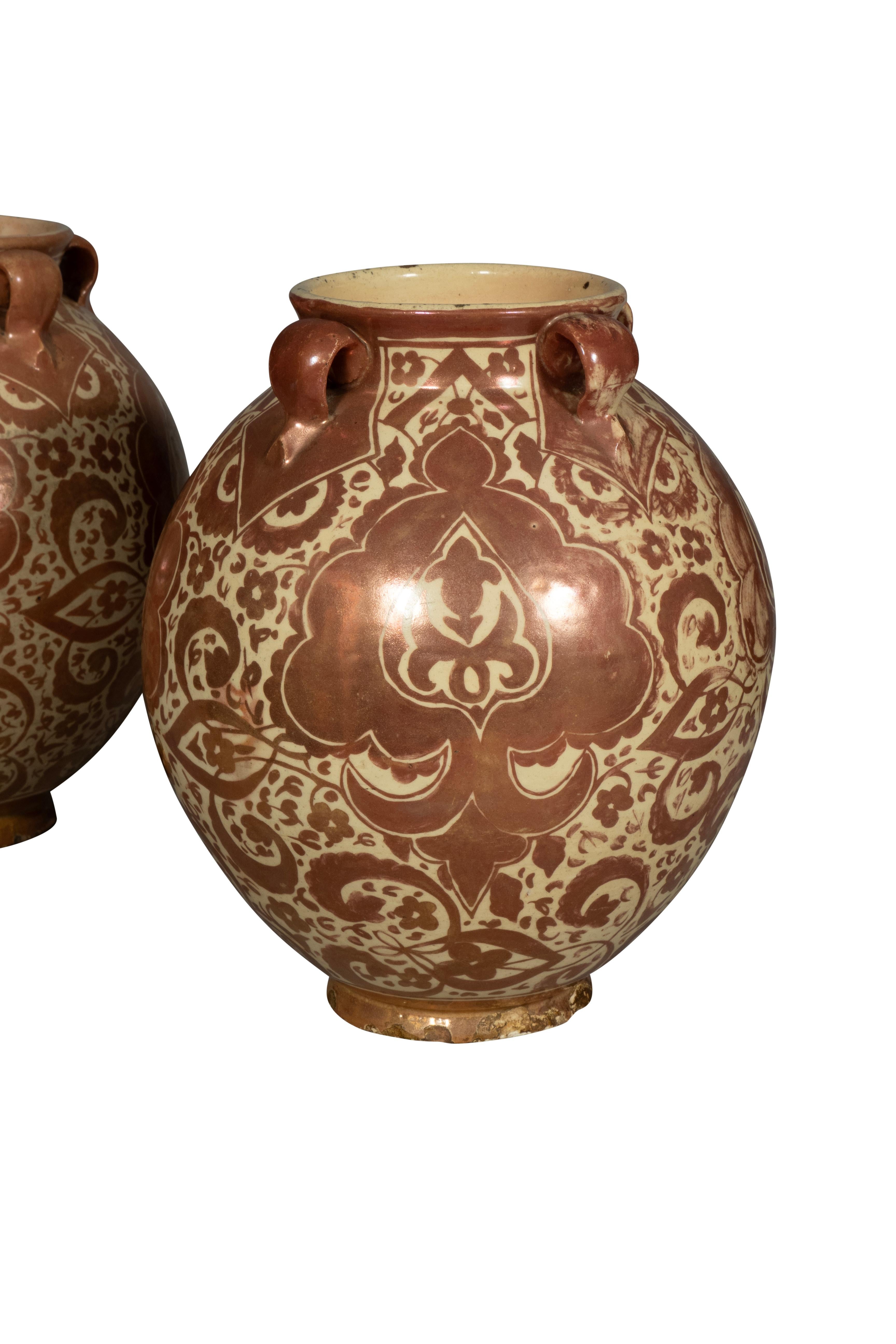 Pair Of Hispano Moresque Pottery Vases For Sale 1